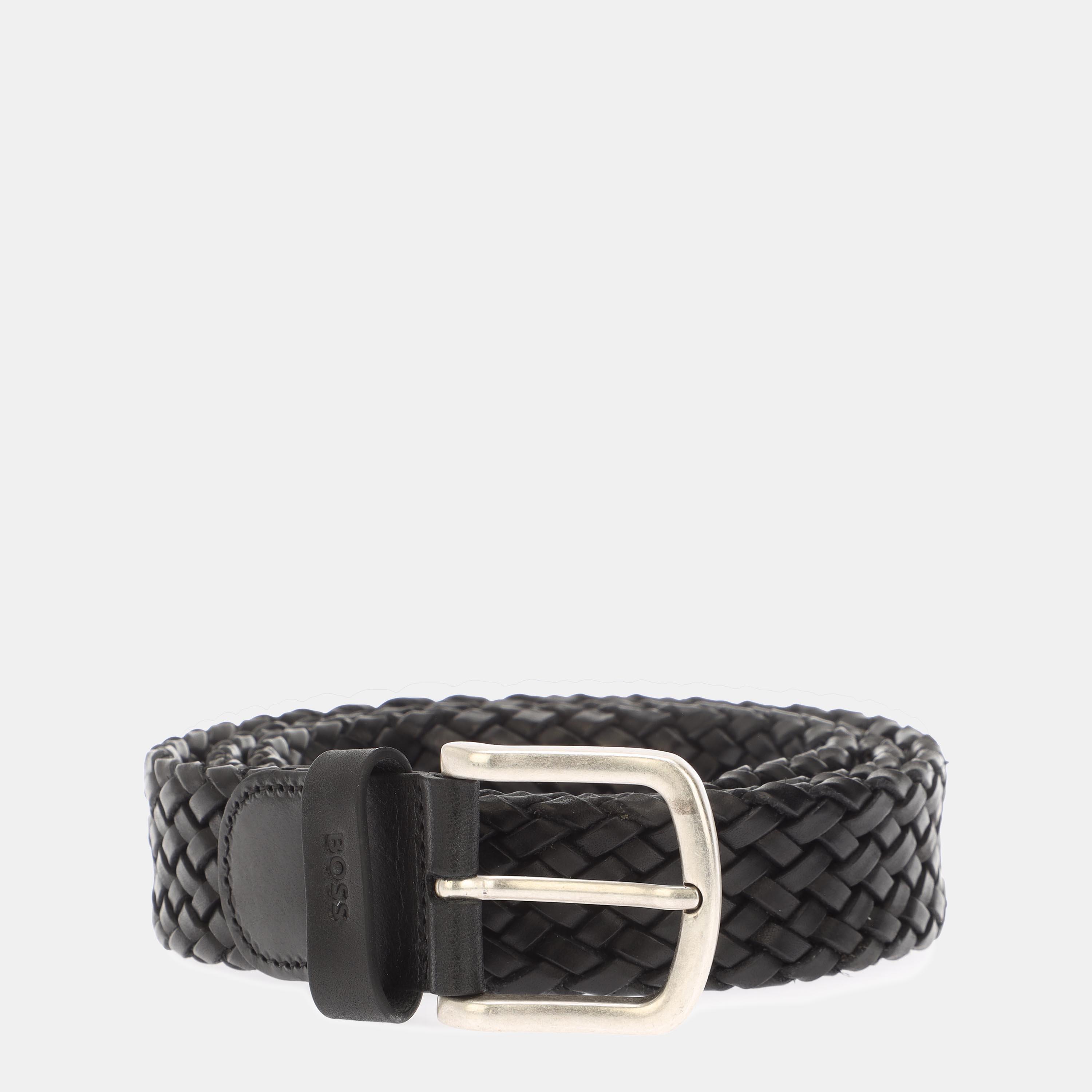 Boss Men's Sash Leather Belt - Black - 40R (105cm)