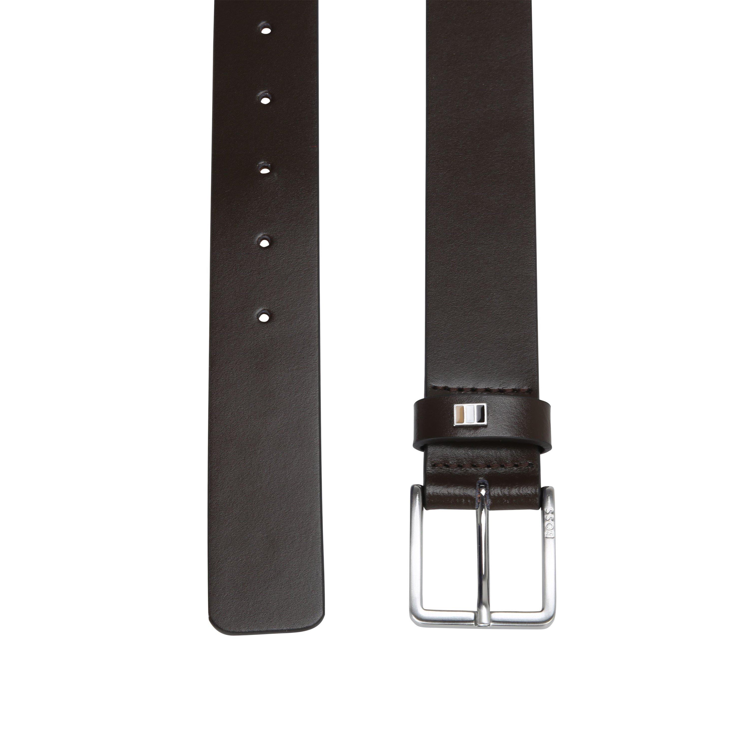 Dark Brown - Boss - Ther-Flag-E Sz35 10247900 01 Leather Belt Mens - 2