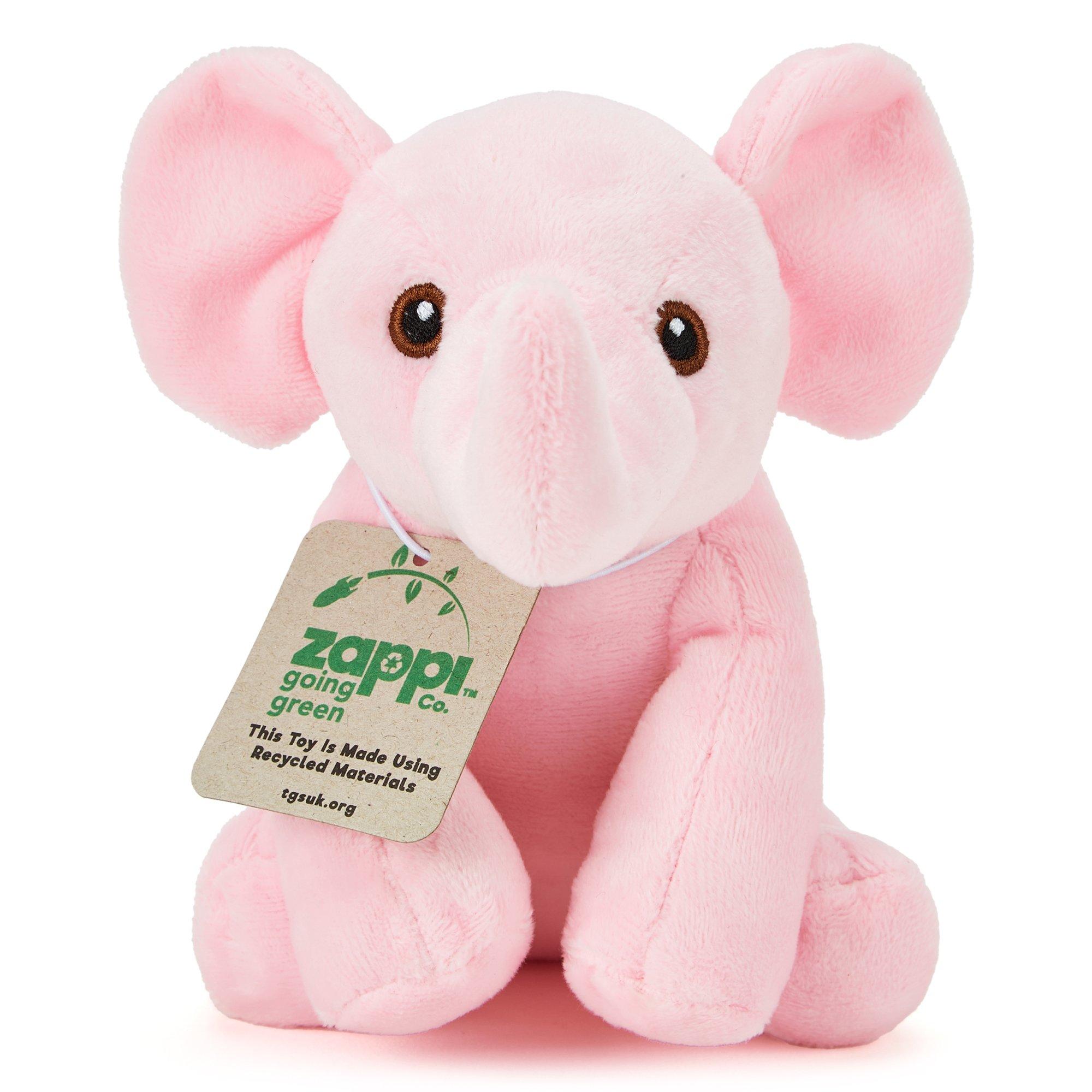 Pink - Zappi Co - Zappi Co Elephant Pink Soft Toy 15 cm ECO - 5
