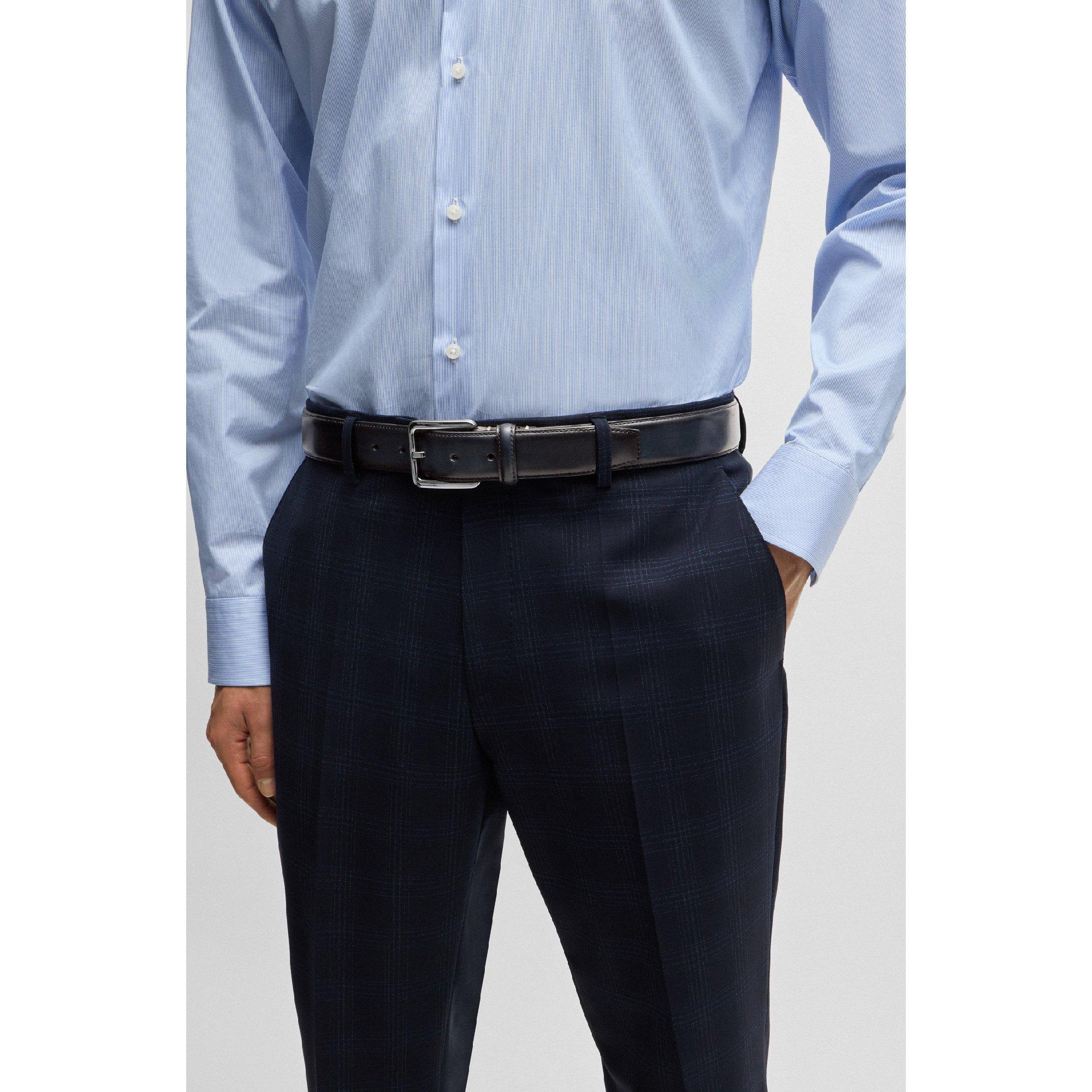 Dark Blue - Boss - Lars-St Sz35 10260113 01 Leather Belt Mens - 4