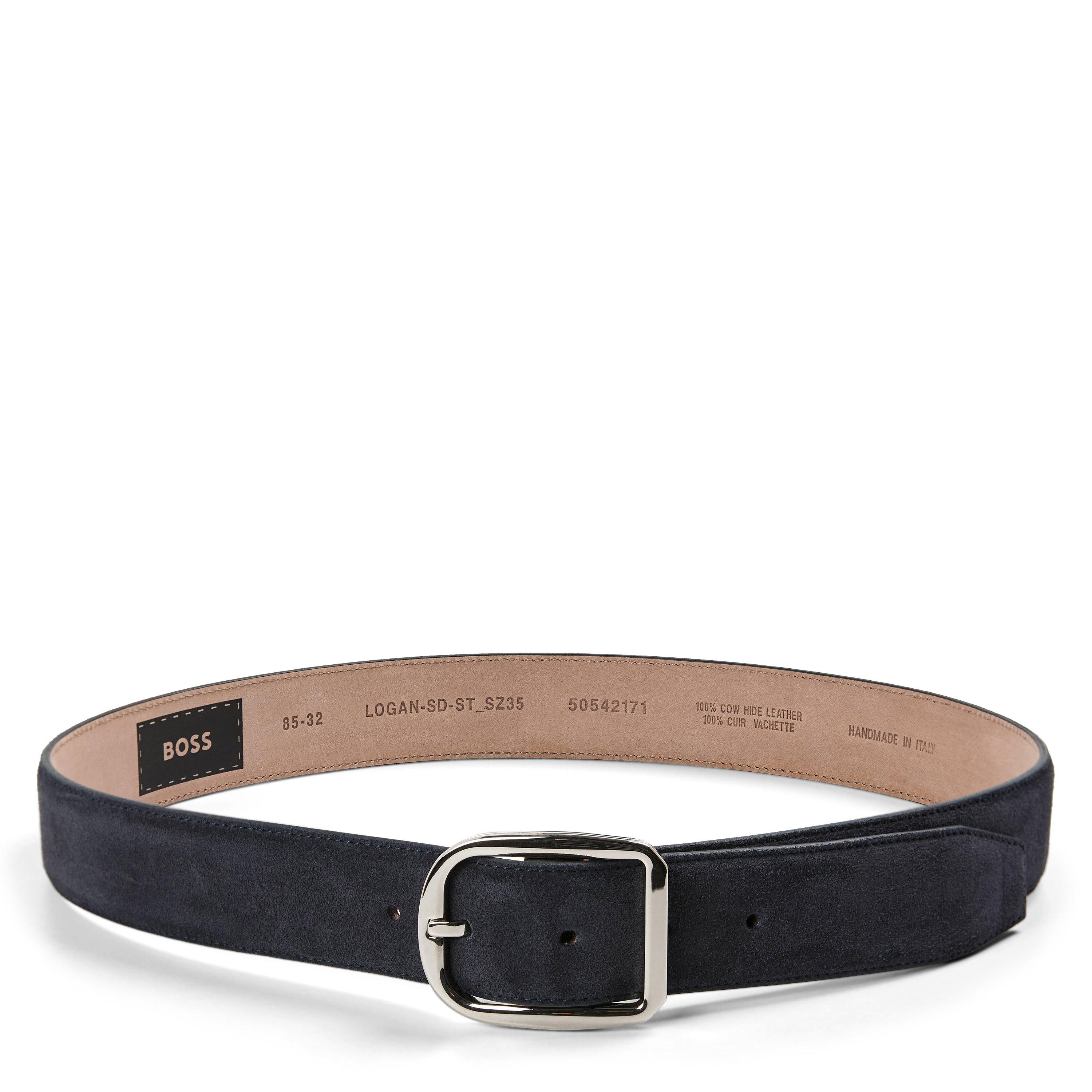 Boss Men's Logan St Leather Belt - Navy - 32R (85cm)