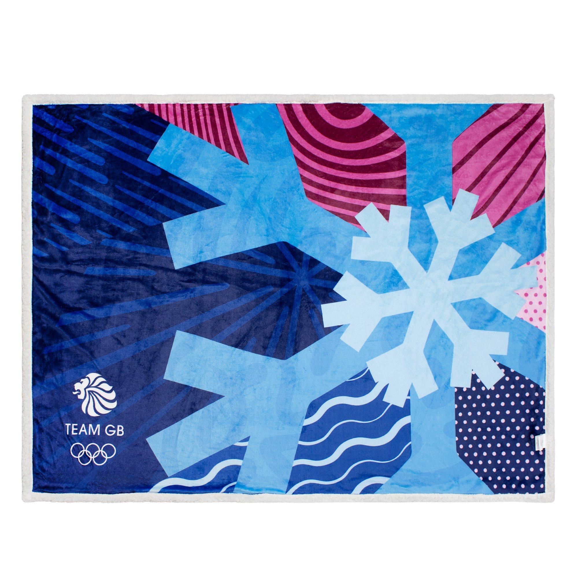 Meerkleurig - Team - Team GB Officially Licensed Snowflake Sherpa Blanket 152 x 117 cm - 1