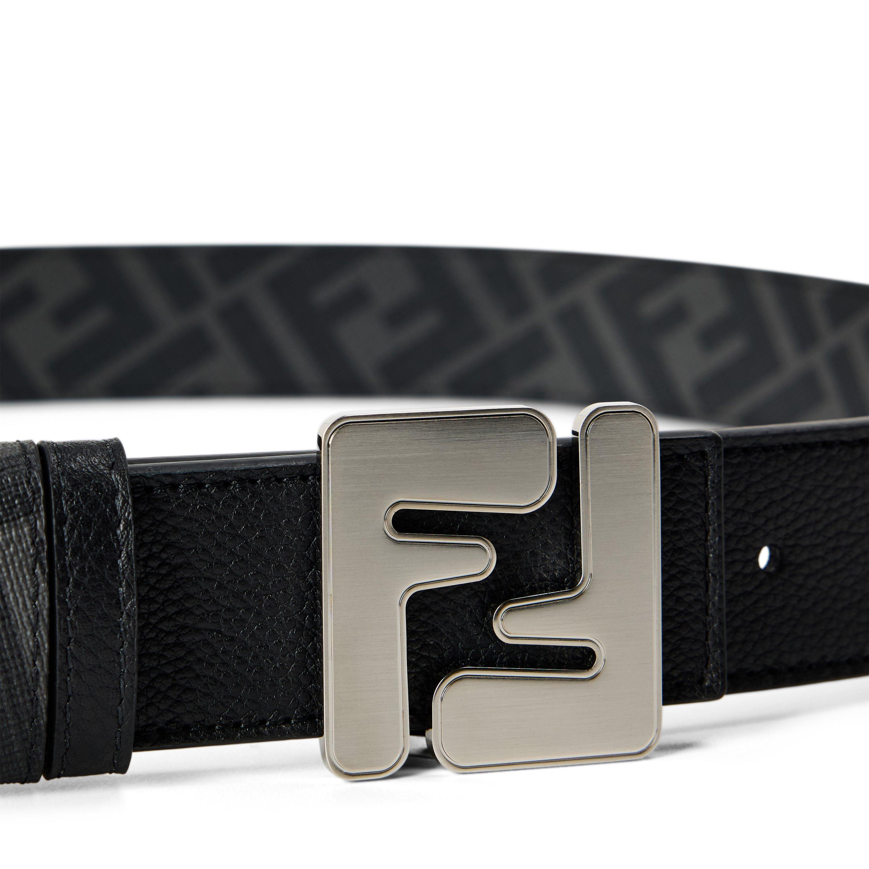 Black - Fendi - Men's FF Reversible Leather Belt - 3