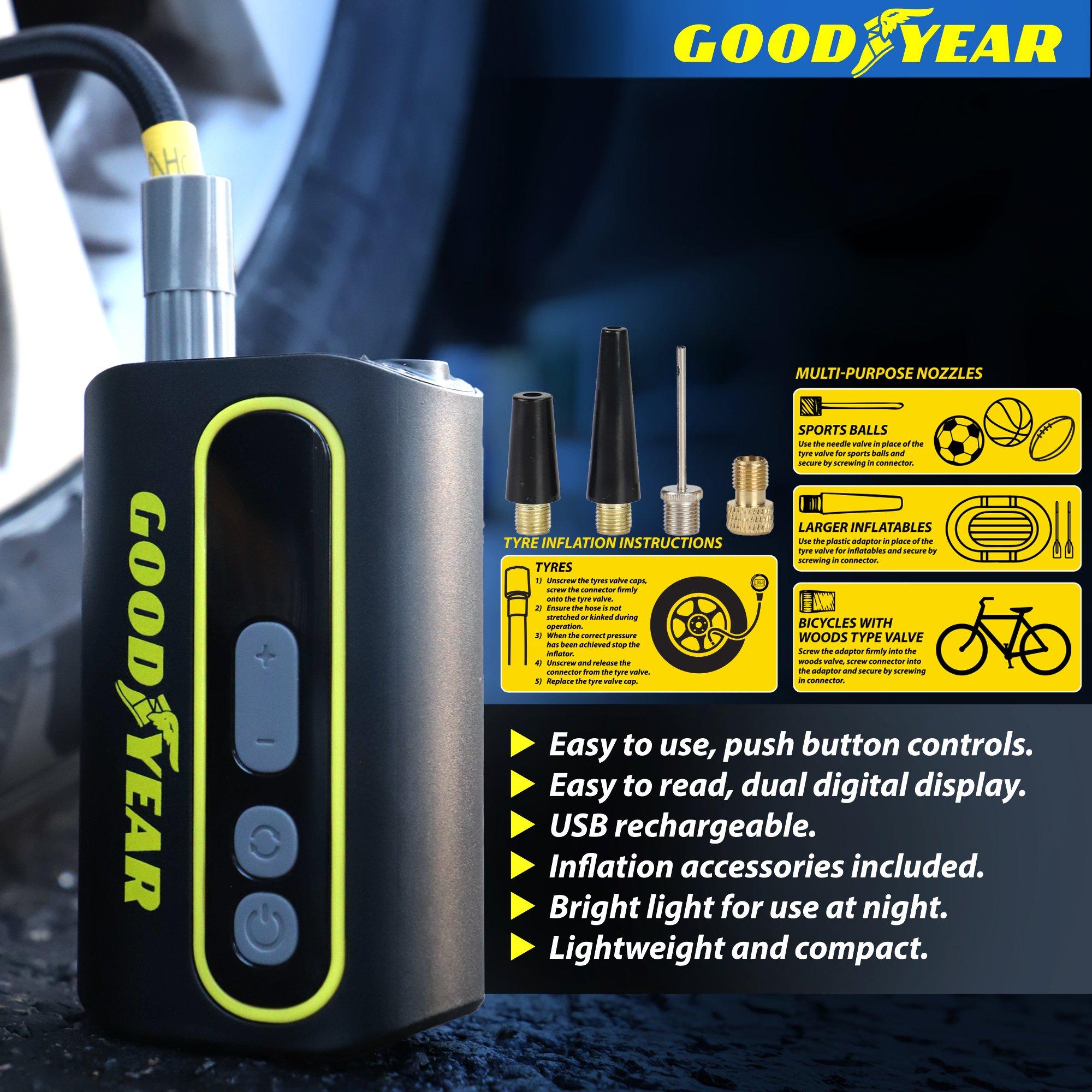 Negro - Goodyear - Goodyear Cordless Tyre Inflator - 4
