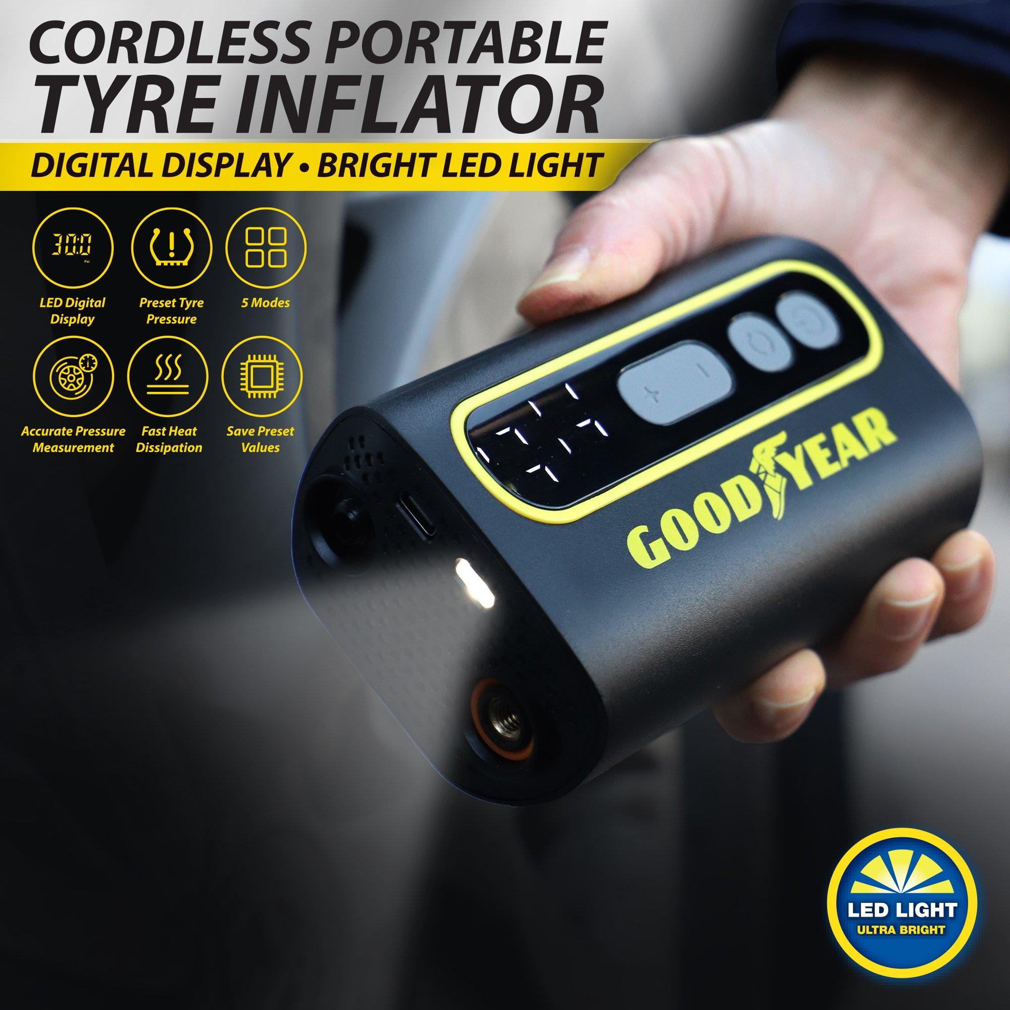 Negro - Goodyear - Goodyear Cordless Tyre Inflator - 7