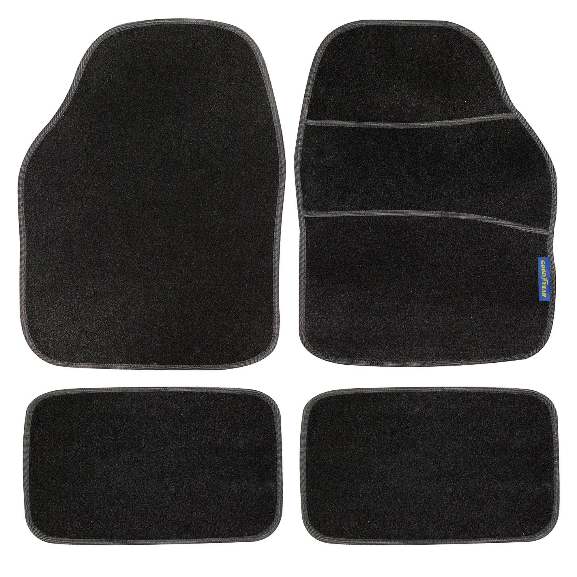 Black - Goodyear - Goodyear 4 Pc Luxury Velour Car Mats - 1