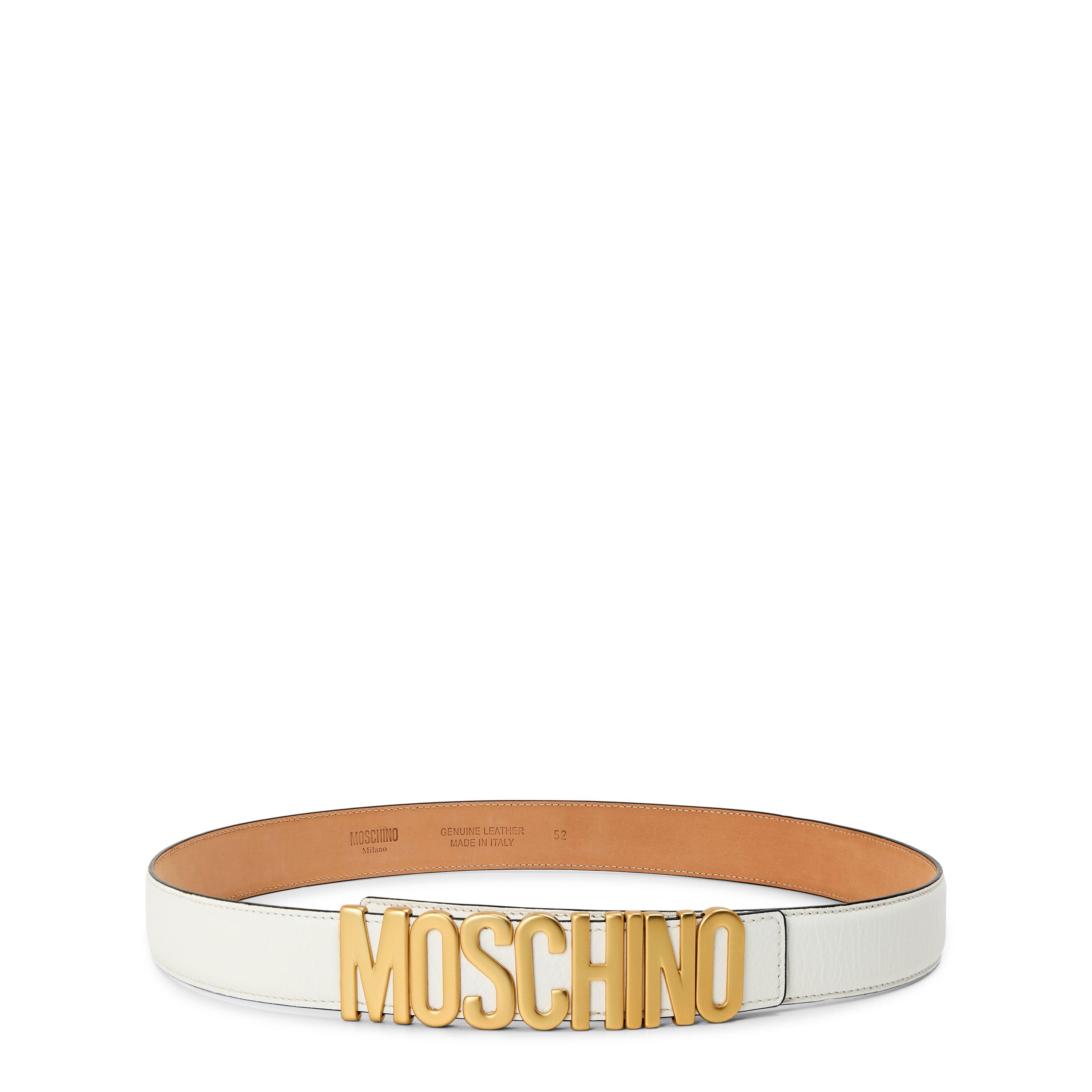 Moschino Men's Leather Belt - White - Size 52