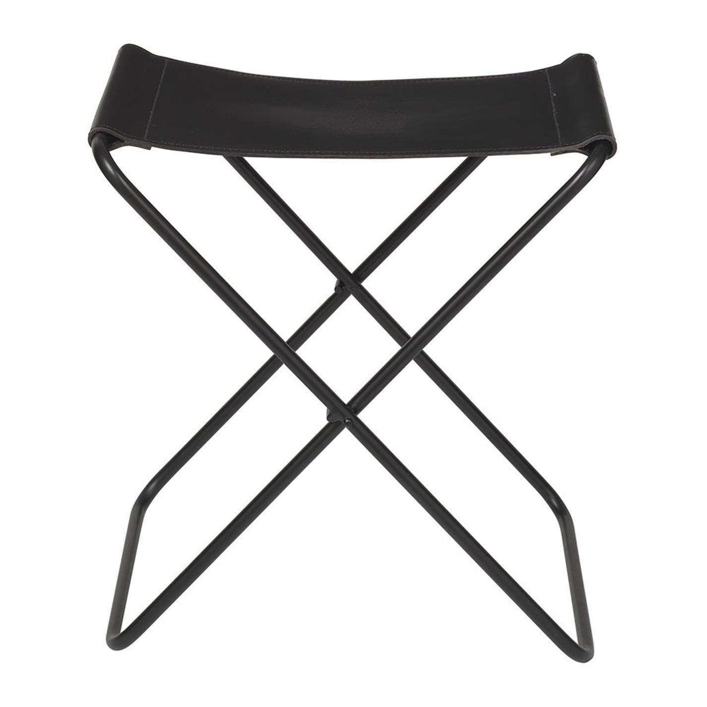Black - Broste Copenhagen - BrosteCopenhagen Nola Stool - Leather/Iron - Black - 1
