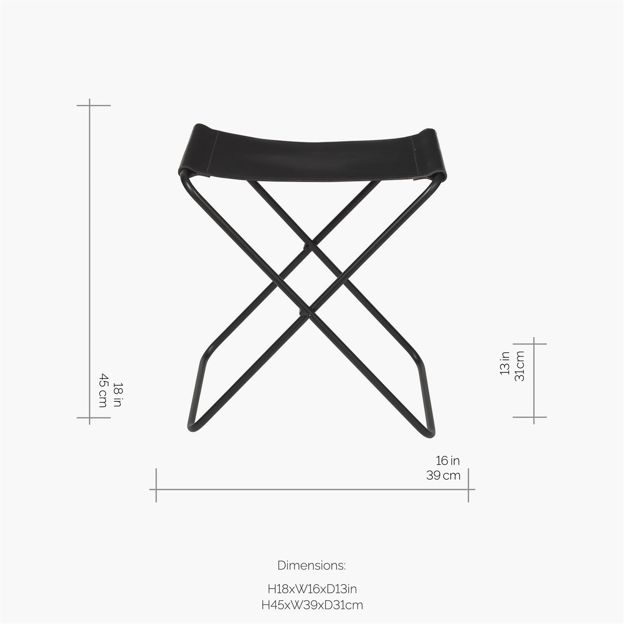 Black - Broste Copenhagen - BrosteCopenhagen Nola Stool - Leather/Iron - Black - 2