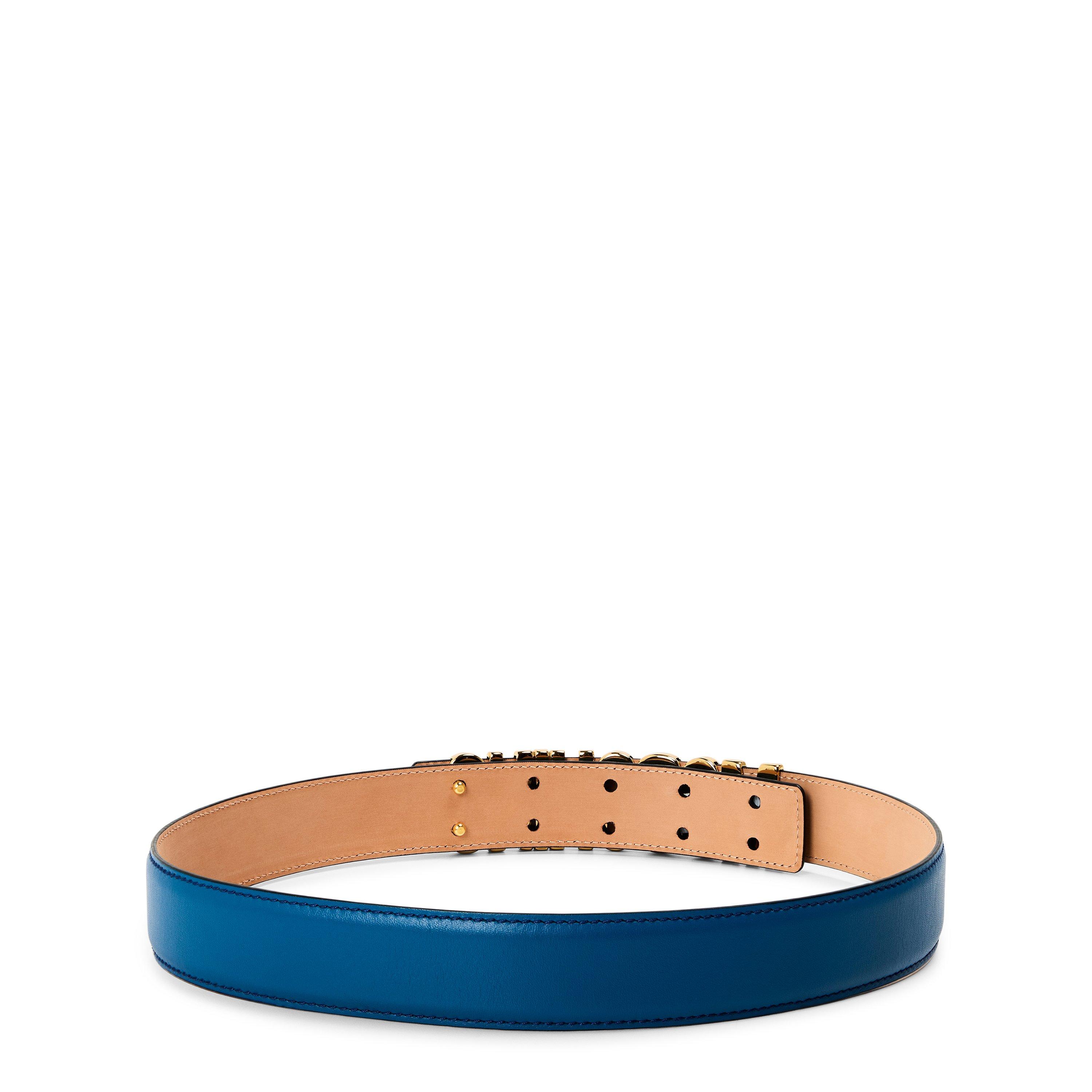 Blue - Moschino - Moschino Leather Belt - 2