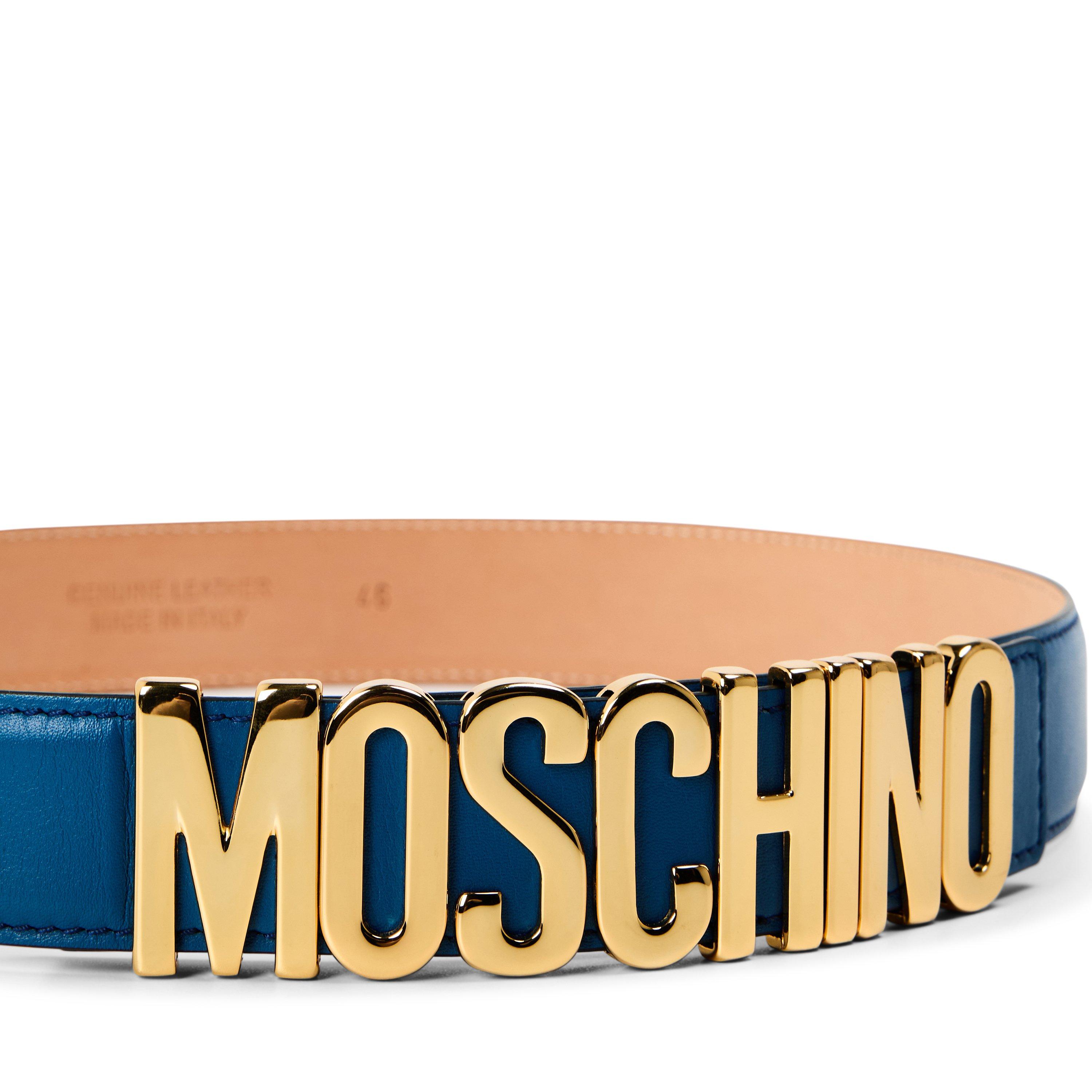 Blue - Moschino - Moschino Leather Belt - 3
