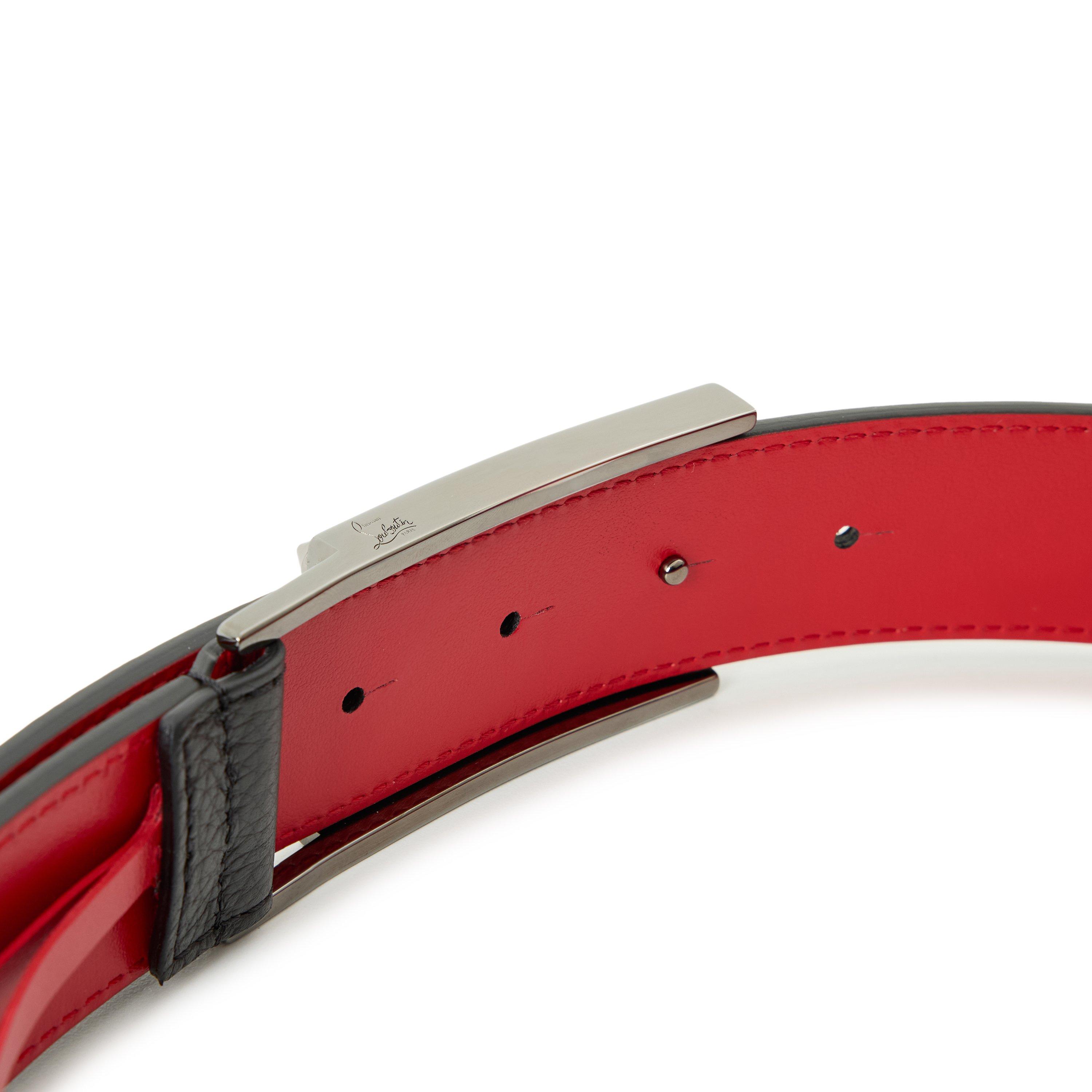 Black Gun Metal - Christian Louboutin - Men's Funky Belt 35 Leather Belt - 3