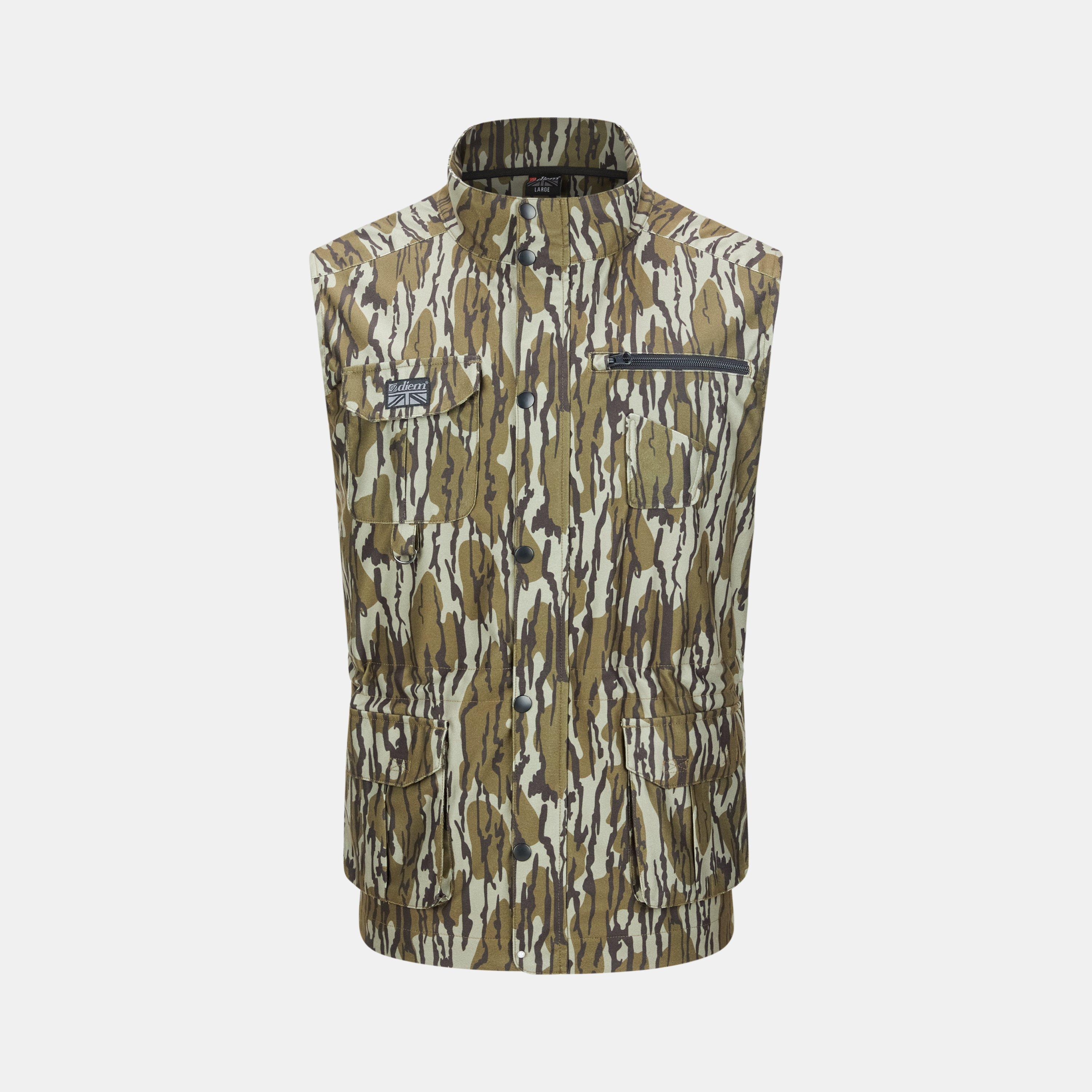 Khaki - Diem - Men's Camo Multi Pocket DWR Performance Training Gilet - 1