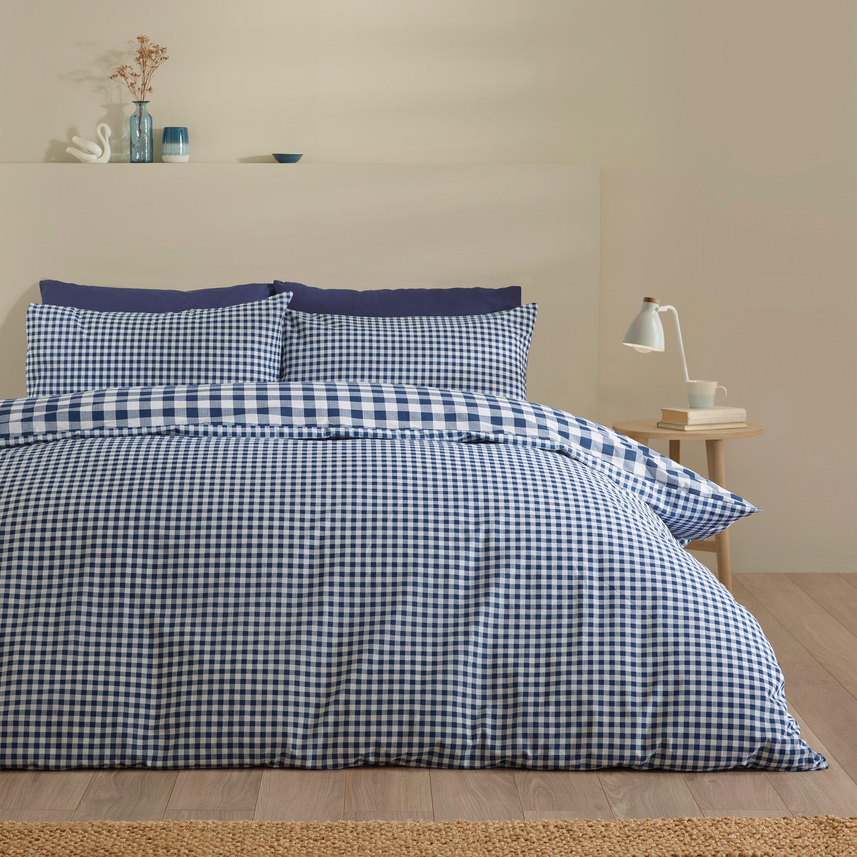 Catherine Lansfield  Bamford Gingham Check Duvet Cover Set - Navy - King