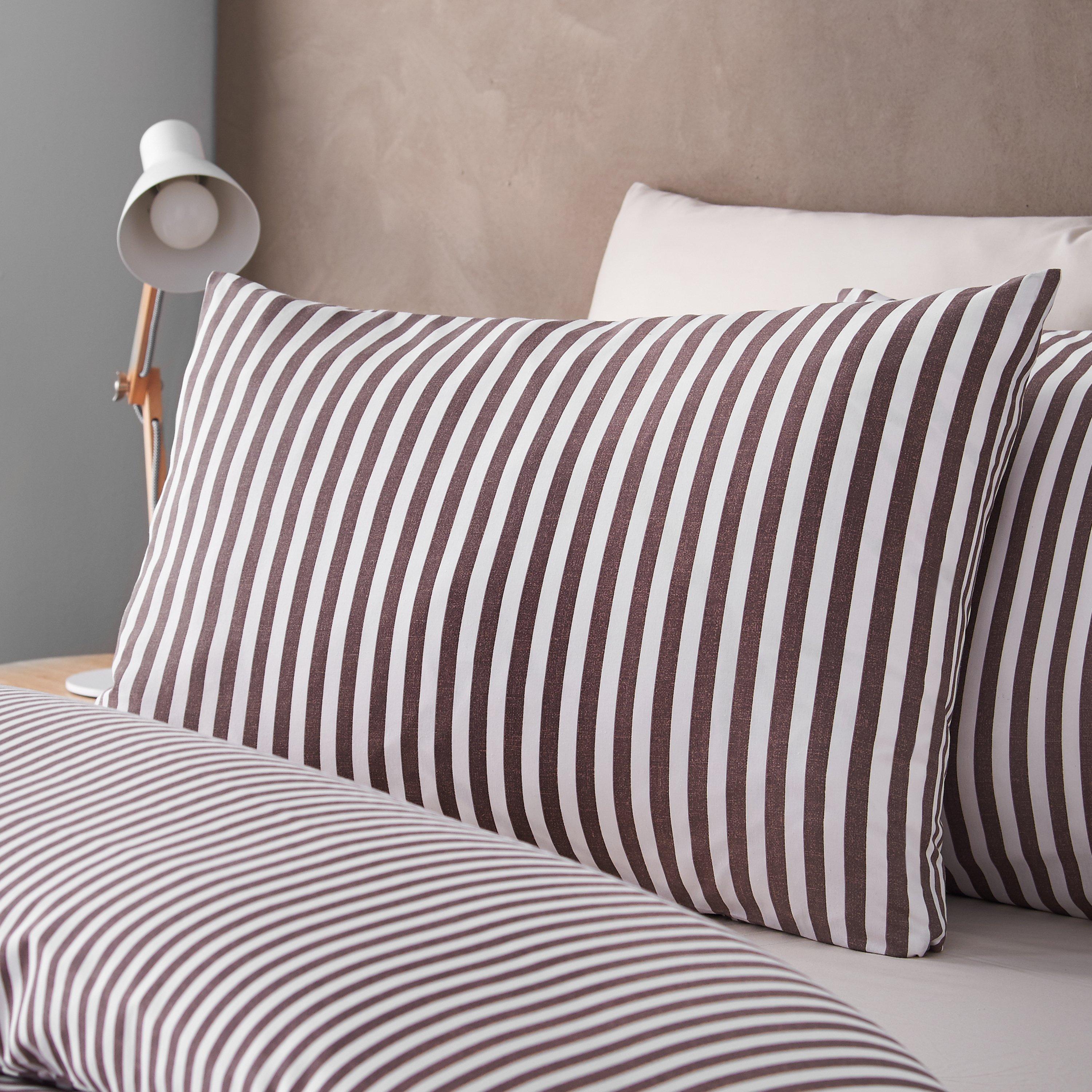 Chocolate - Catherine Lansfield - Epping Textured Stripe Duvet Cover Set - 3