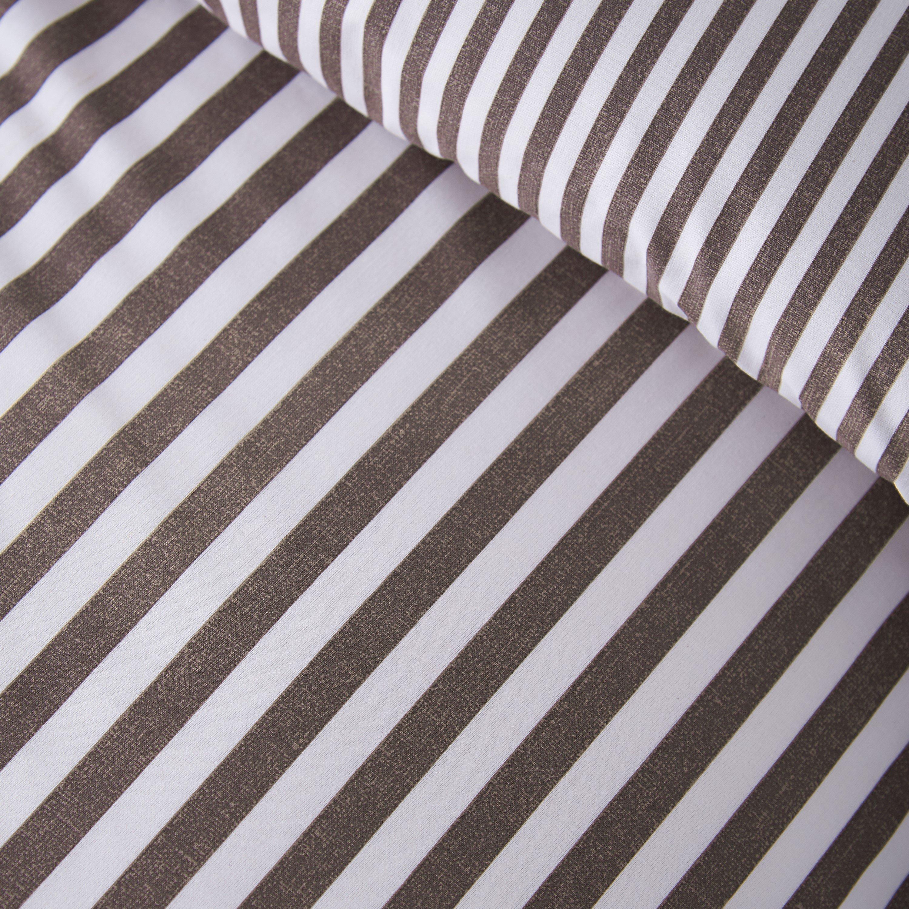 Chocolate - Catherine Lansfield - Epping Textured Stripe Duvet Cover Set - 4
