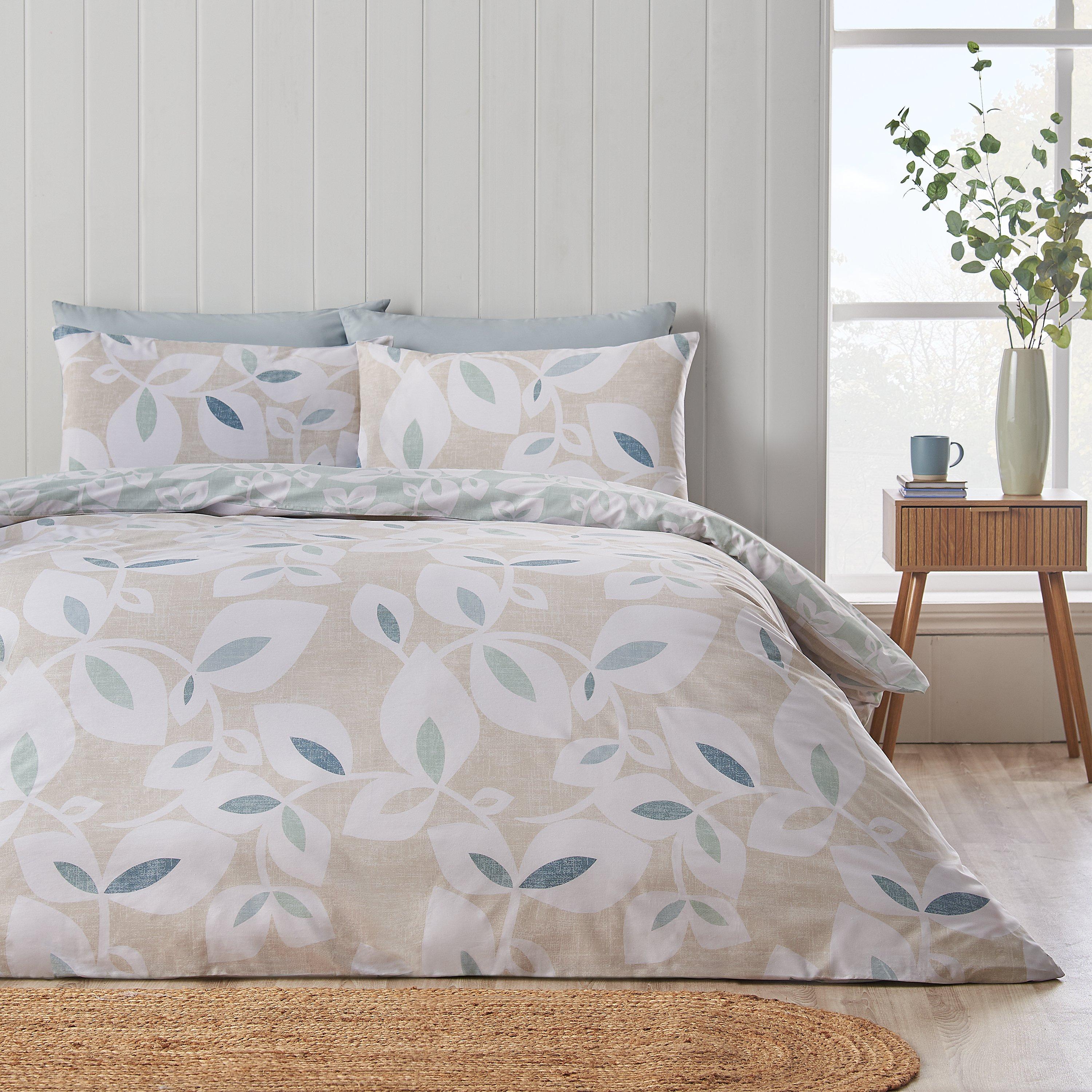 Catherine Lansfield  Inga Leaf Duvet Cover Set - Natural - Double