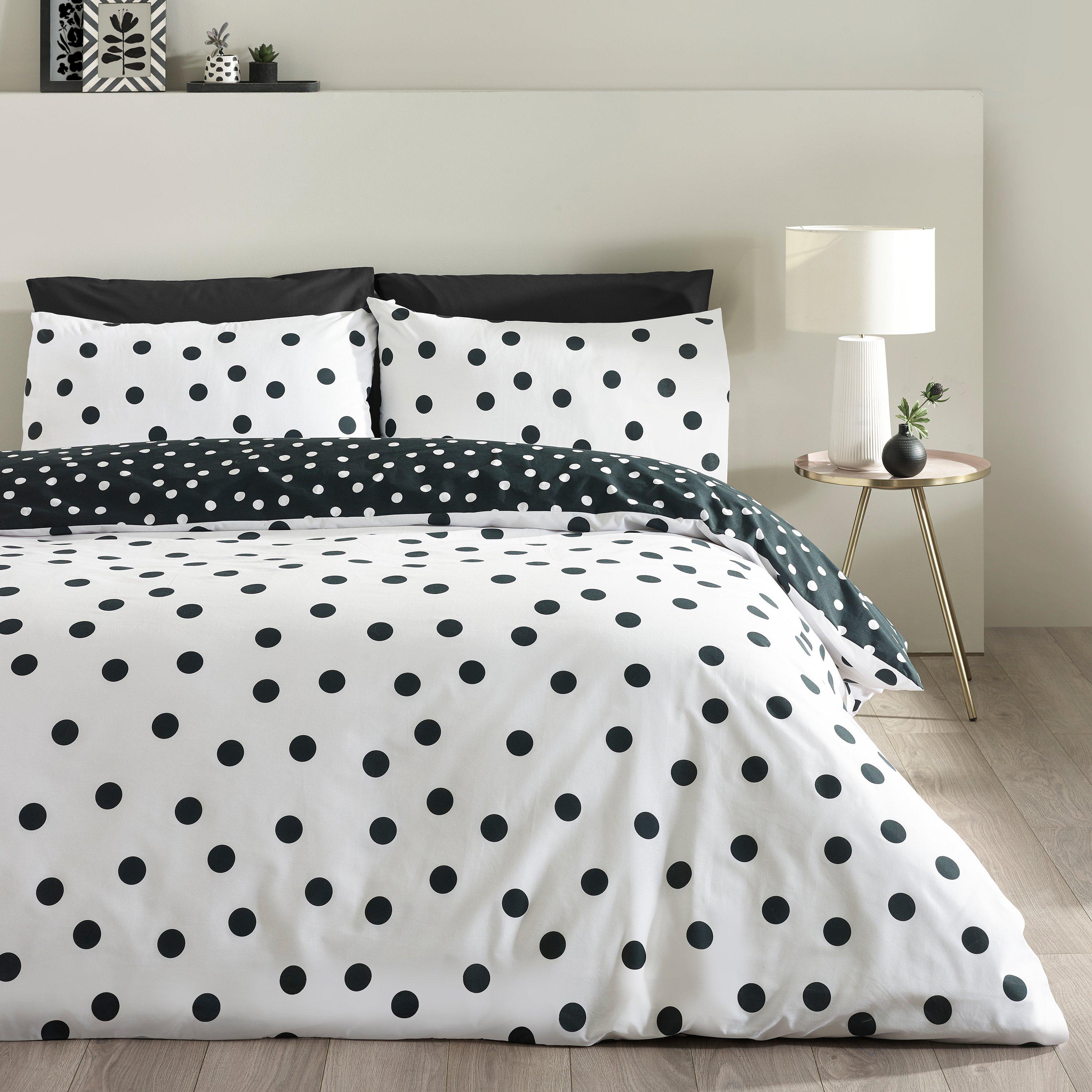 Catherine Lansfield  Polka Dot Duvet Cover Set - Black - King