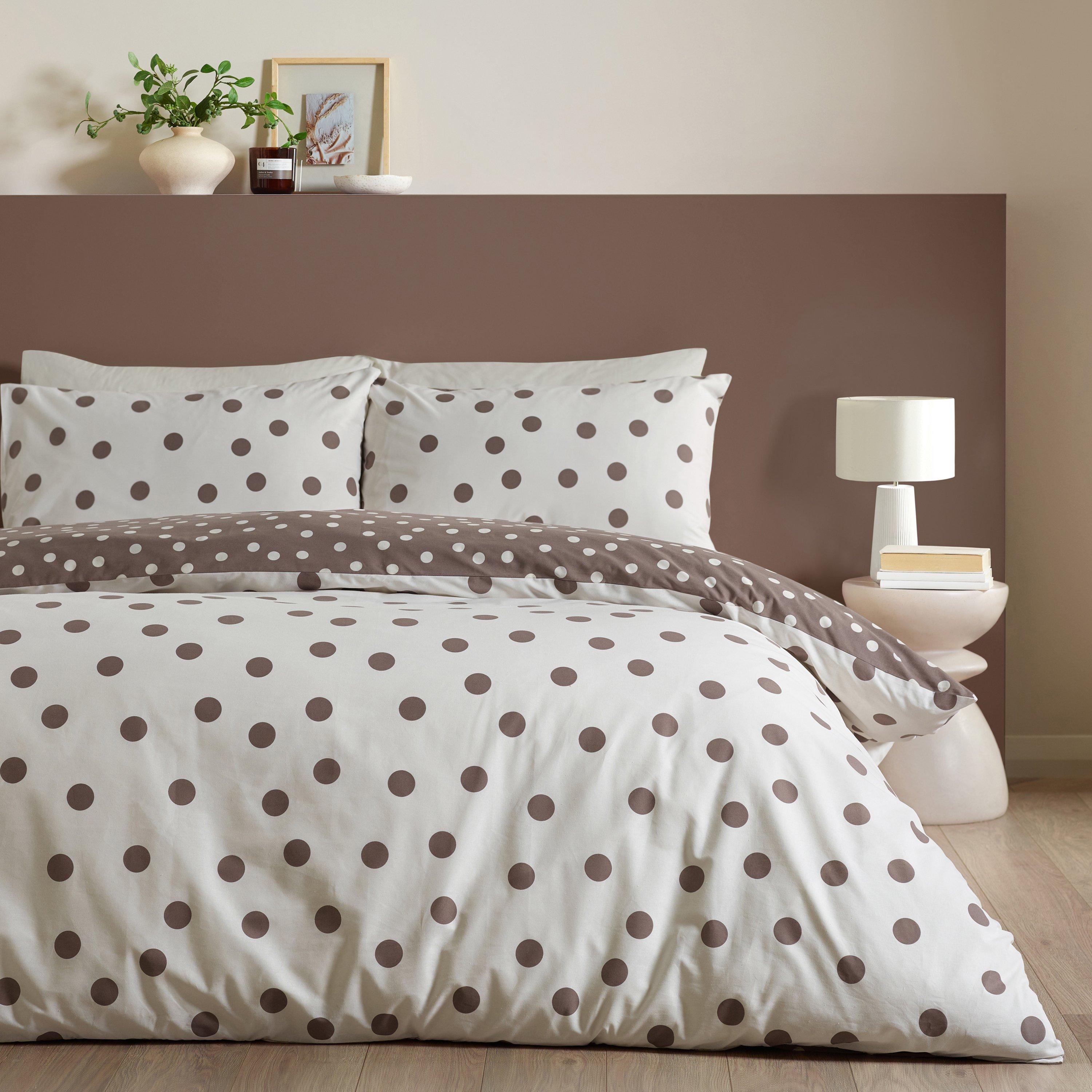 Catherine Lansfield  Polka Dot Duvet Cover Set - Chocolate - Double