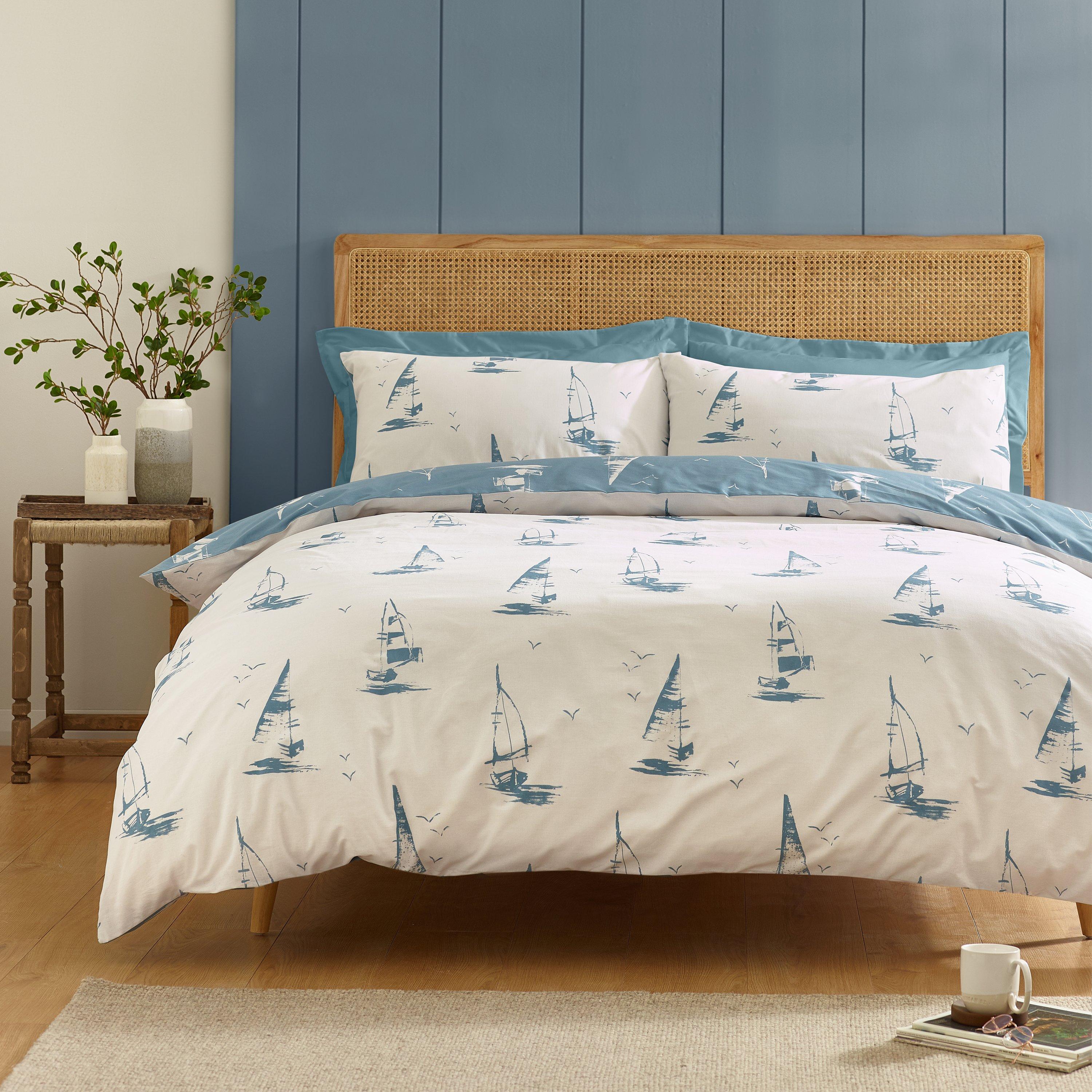 Sky Blue - Catherine Lansfield - Salcombe Boats Duvet Cover Set - 1