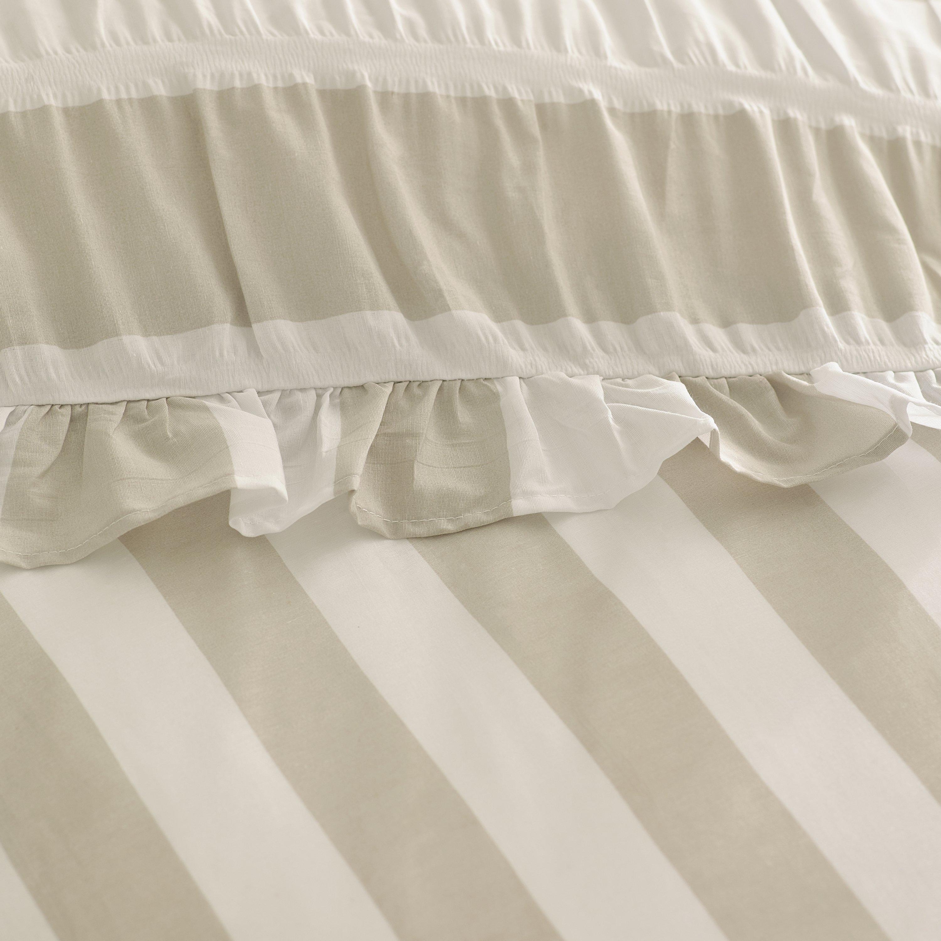 Prirodno - Catherine Lansfield - Seersucker Frill Stripe Duvet Cover Set - 4