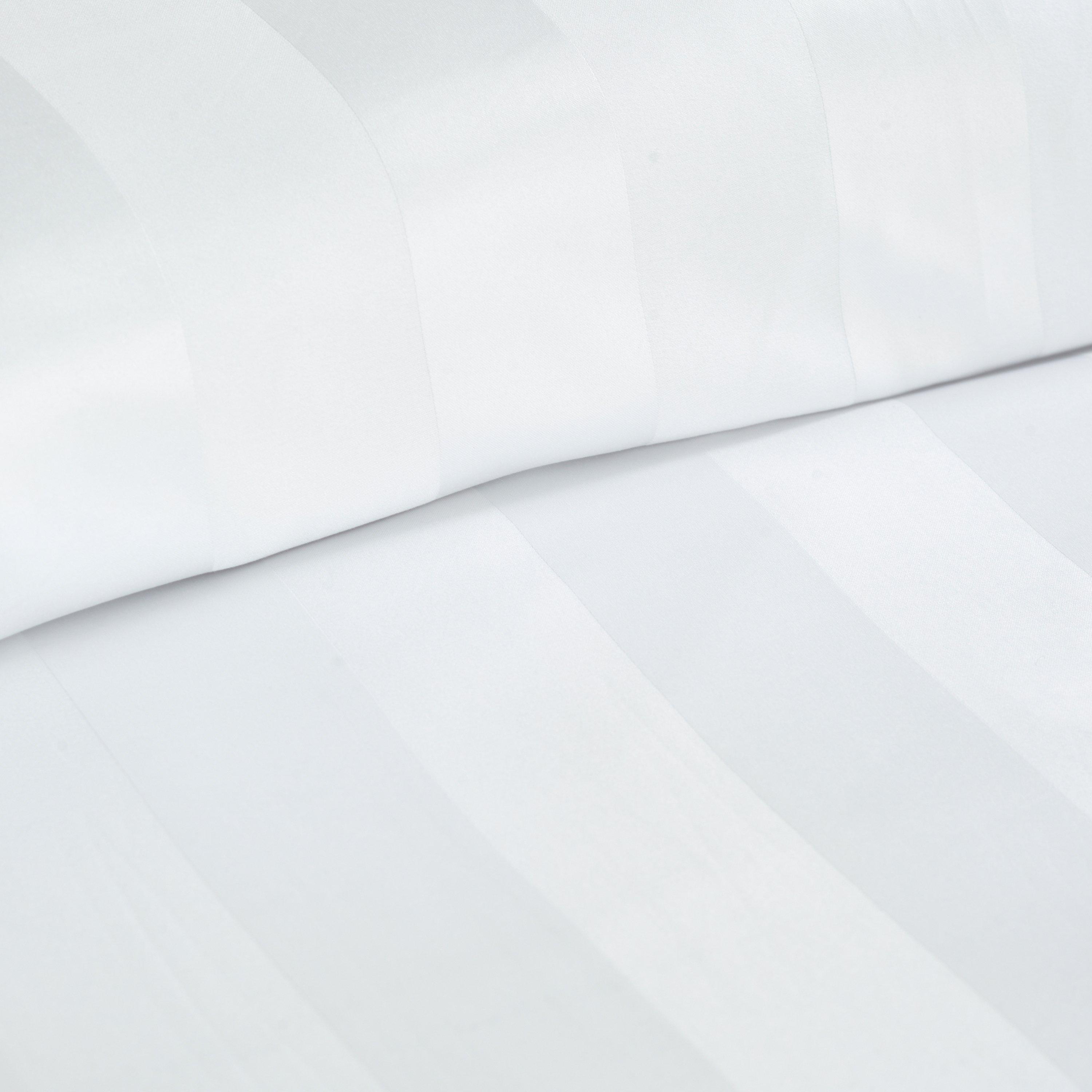 White - Catherine Lansfield - Soft Satin Stripe Duvet Cover Set - 3