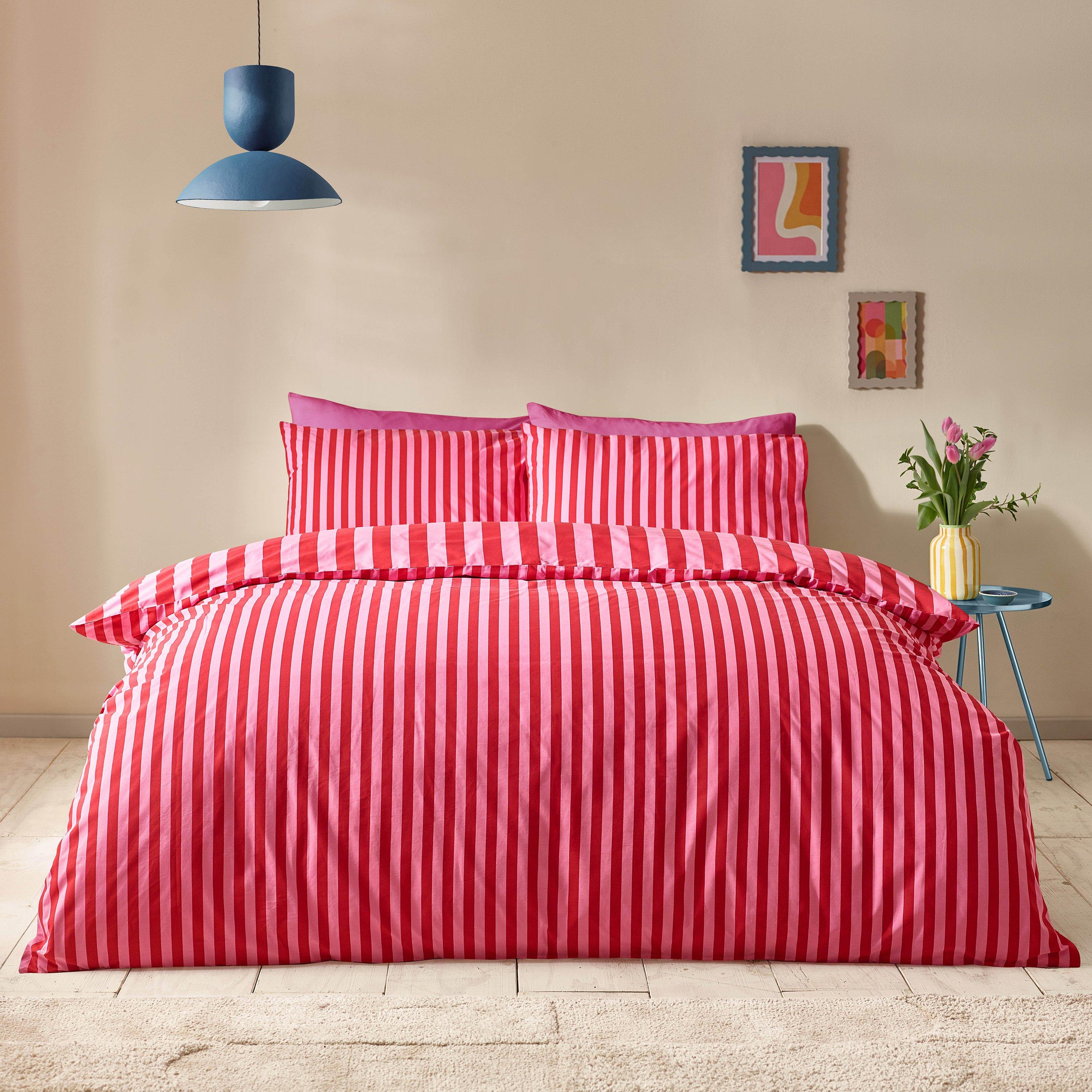 Red - Sassy B - Stripe Tease Duvet Cover Set - 2