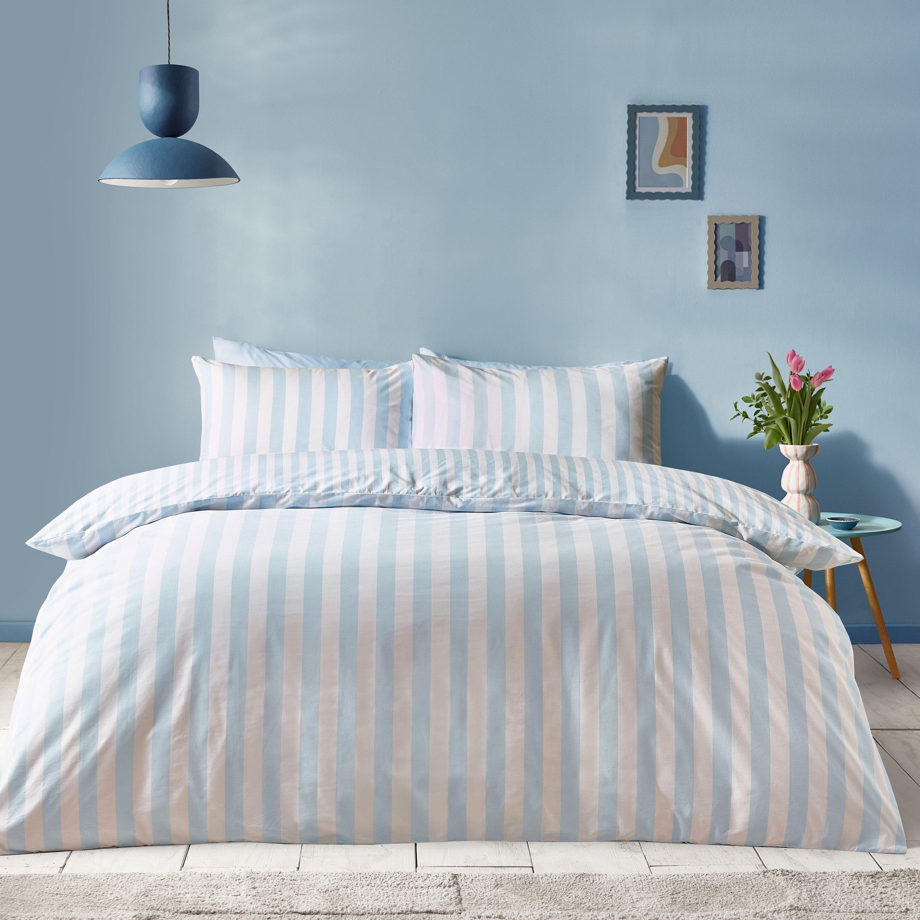 Sassy B  Stripe Tease Duvet Cover Set - Blue - King