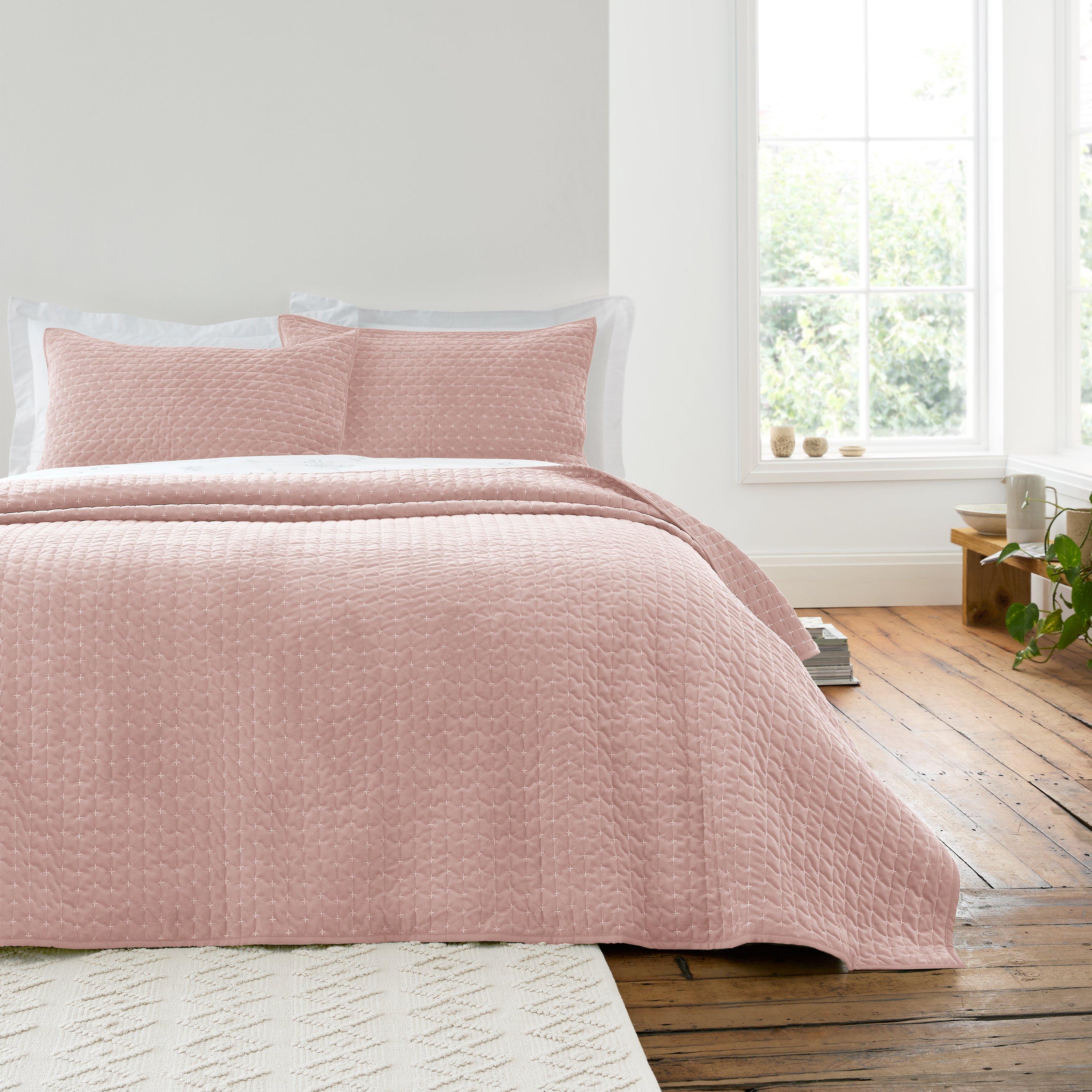 Bianca  Attica Velvet Bedspread - Pink - 240x260cm