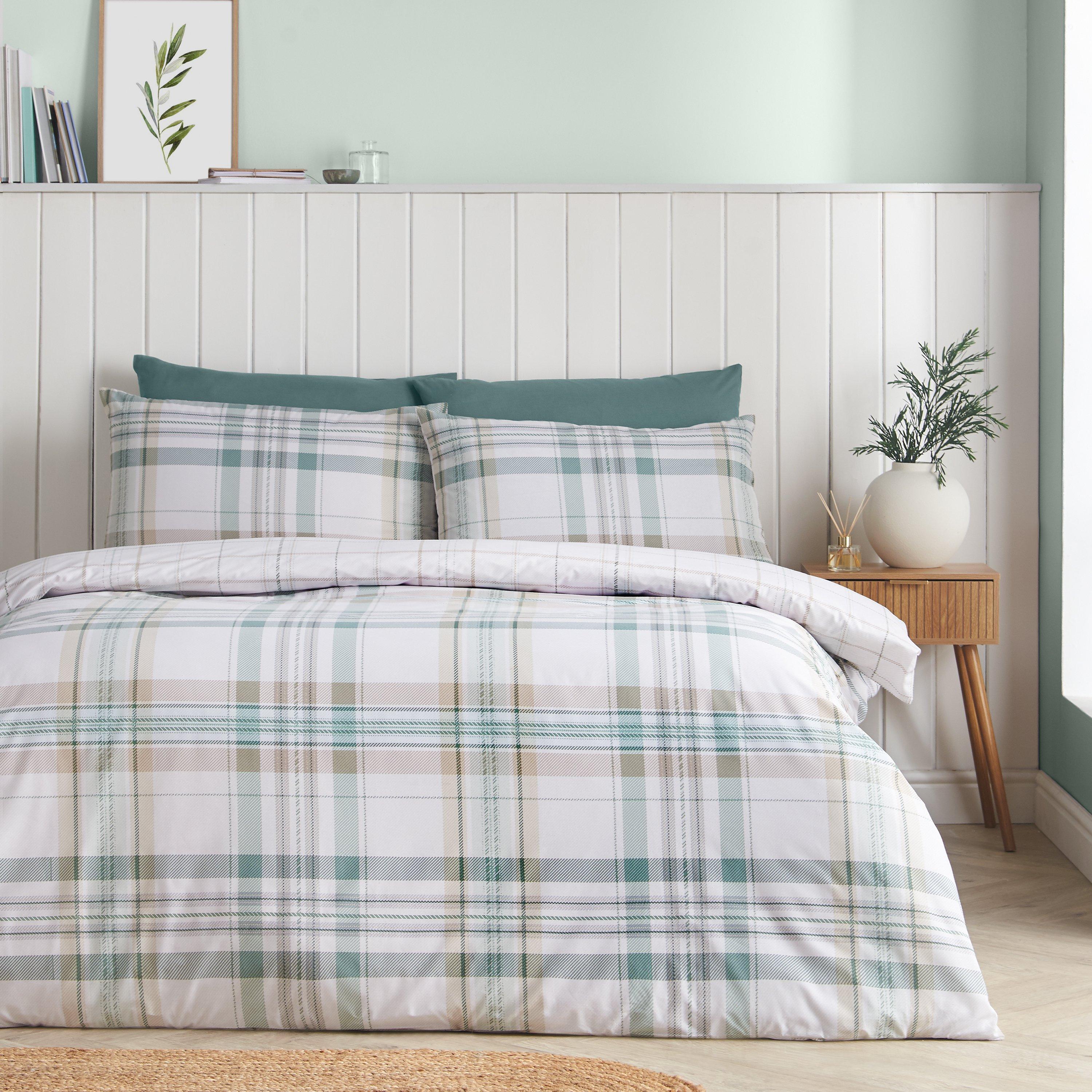 Green - Catherine Lansfield - Cartmel Check Duvet Cover Set - 1