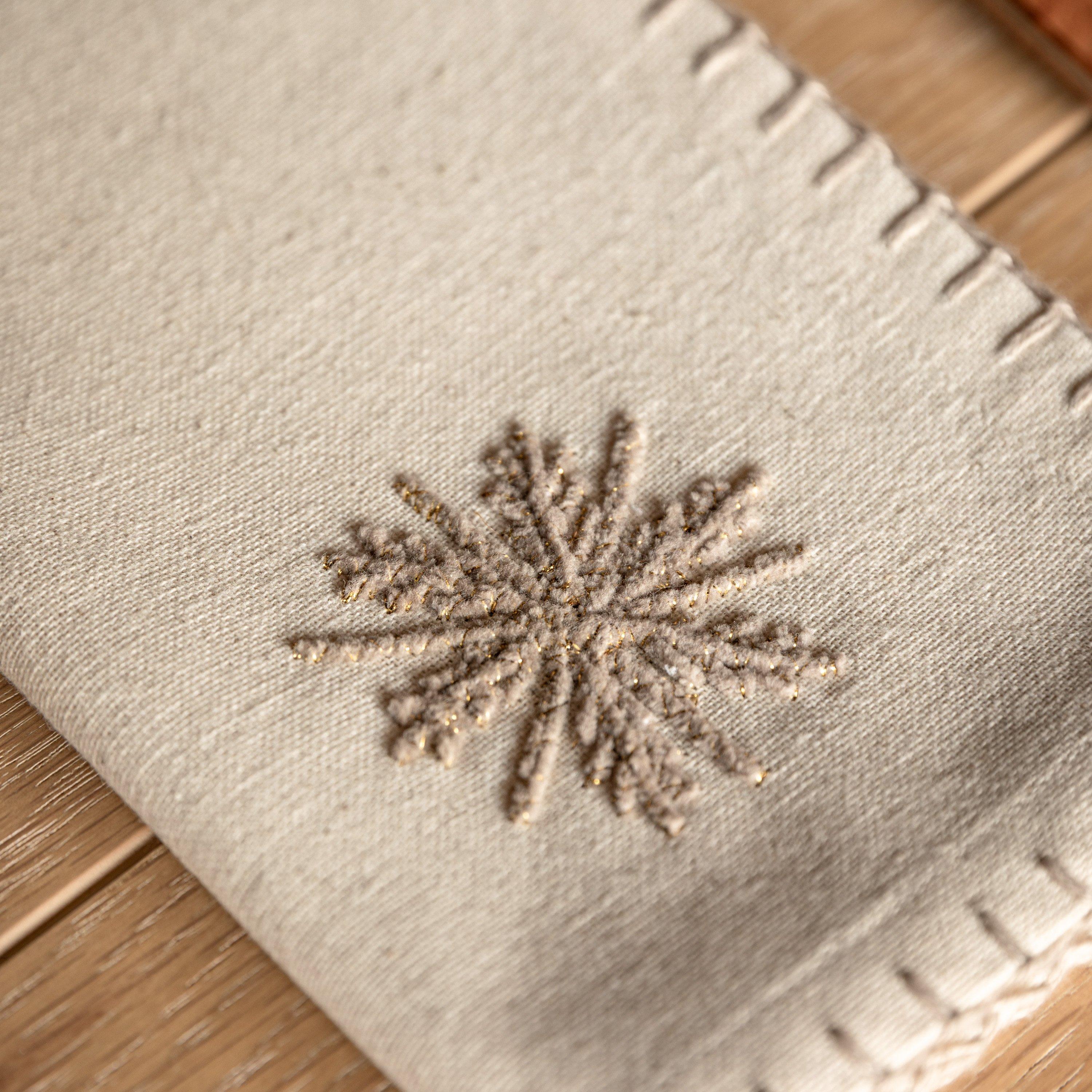 Deco Luxe - Gallery - Deco Luxe Snowflake Embroidered Recycled Cotton Napkins Set of 4 - 2
