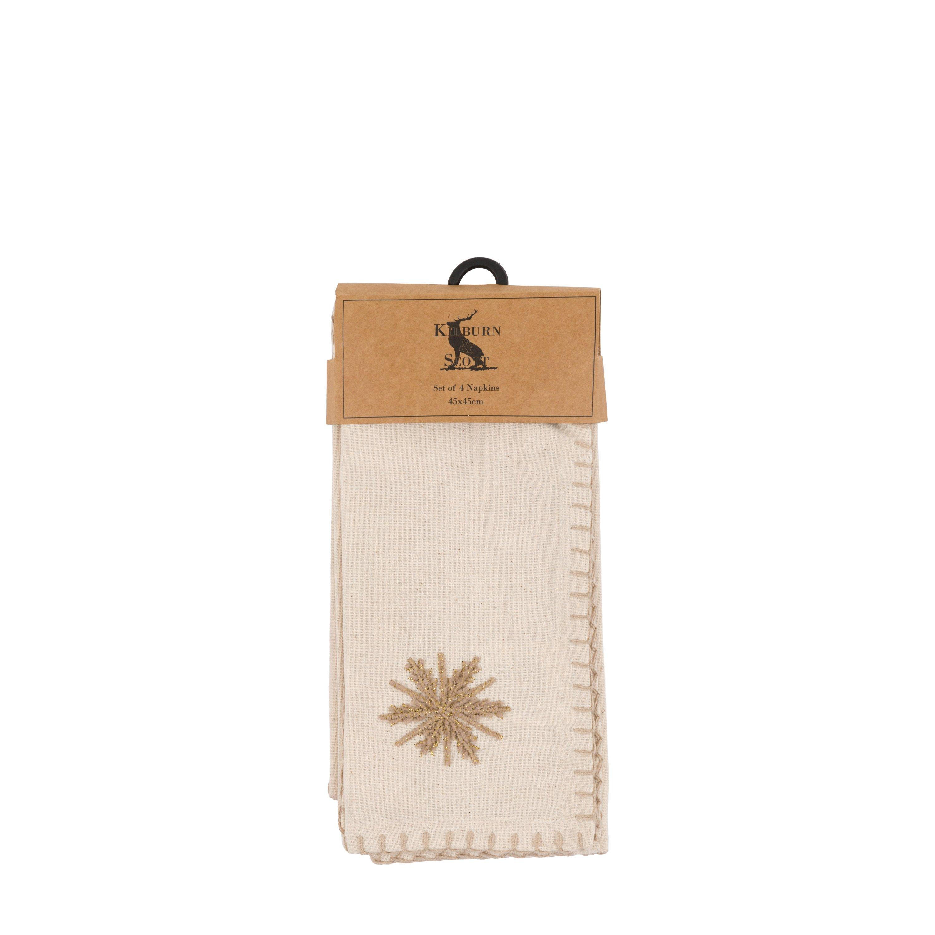 Deco Luxe - Gallery - Deco Luxe Snowflake Embroidered Recycled Cotton Napkins Set of 4 - 4