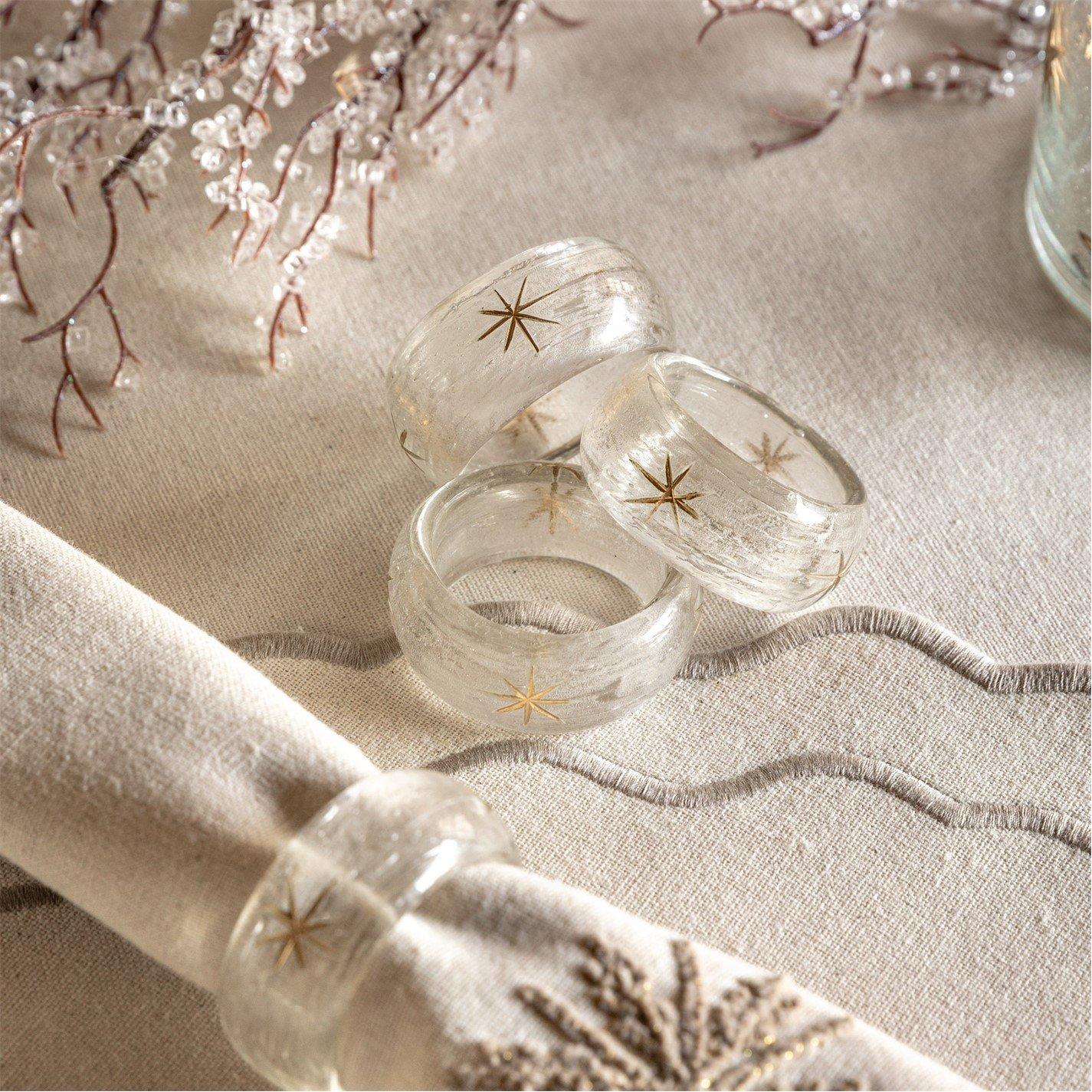 Deco Luxe - Gallery - Deco Luxe Snowflake Glass Napkin Rings 4 Pack - 1