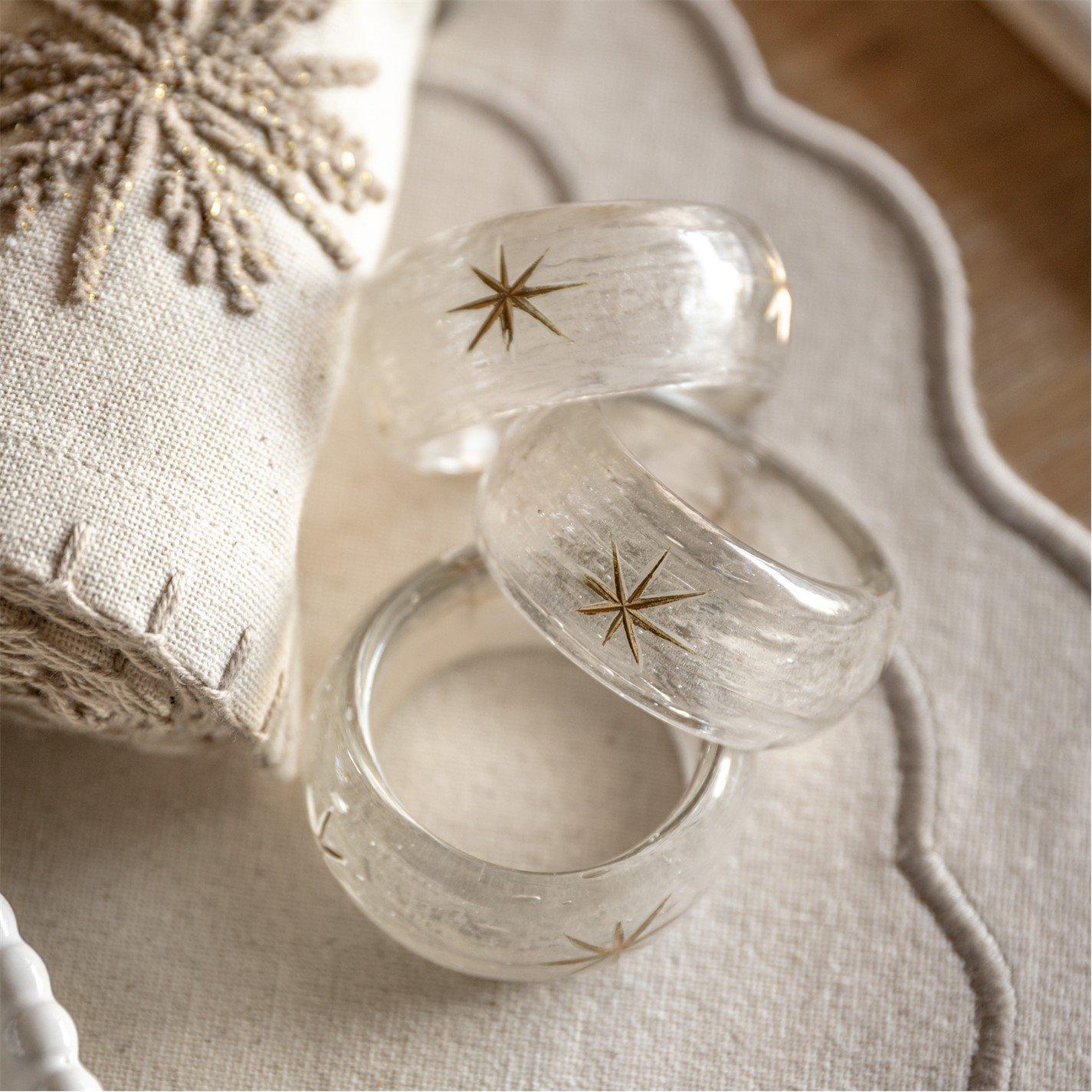 Deco Luxe - Gallery - Deco Luxe Snowflake Glass Napkin Rings 4 Pack - 2
