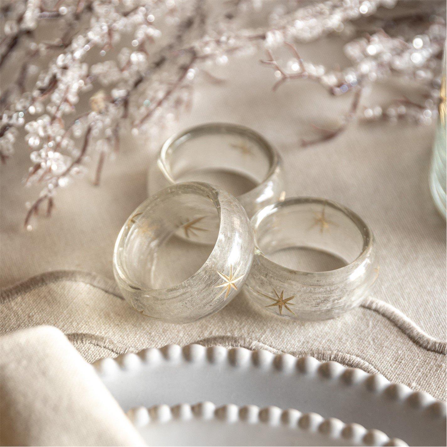 Deco Luxe - Gallery - Deco Luxe Snowflake Glass Napkin Rings 4 Pack - 3