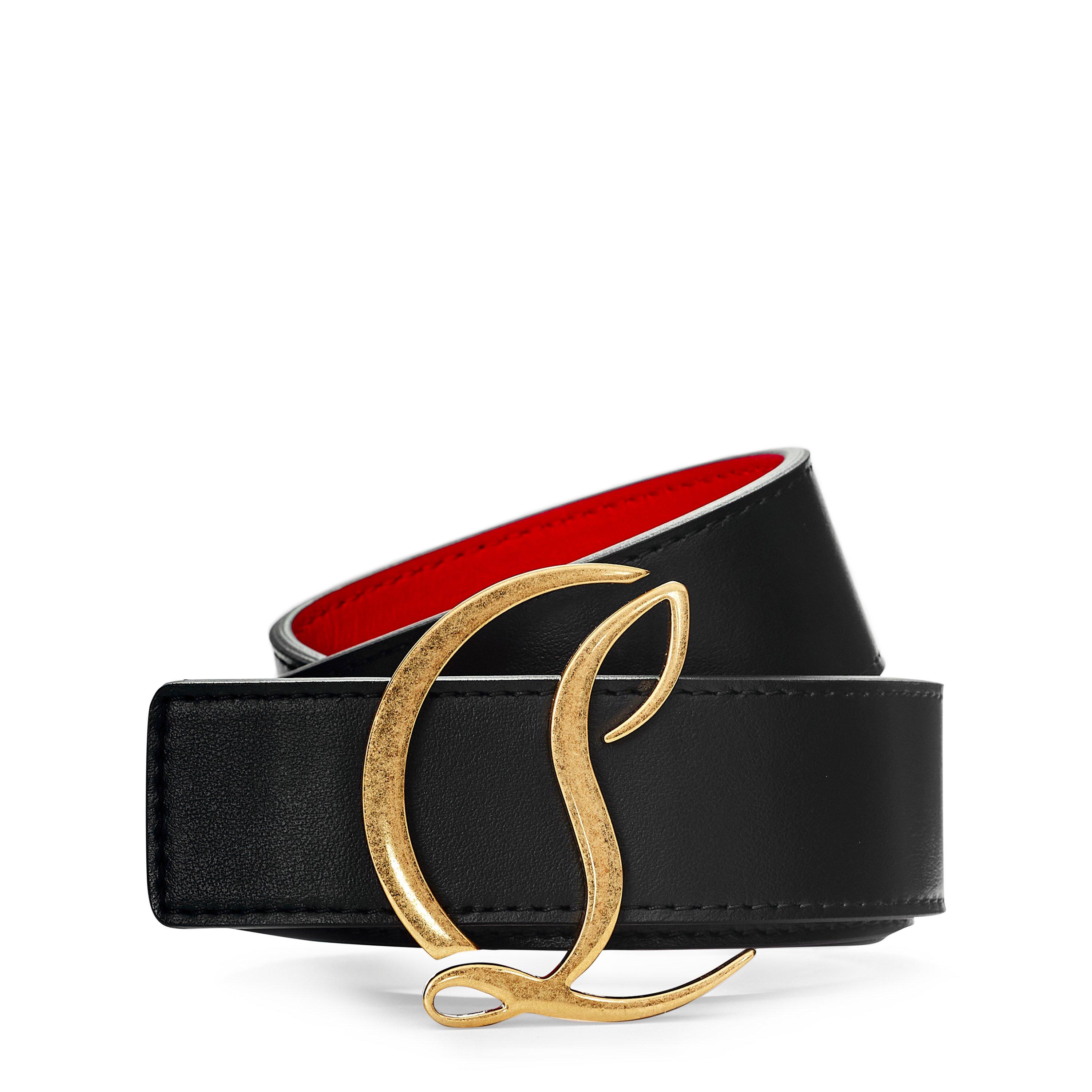 【CHRISTIAN LOUBOUTIN】Cl Logo Belt CL Logo - Belt - Calf leather - Black - Christian Louboutin