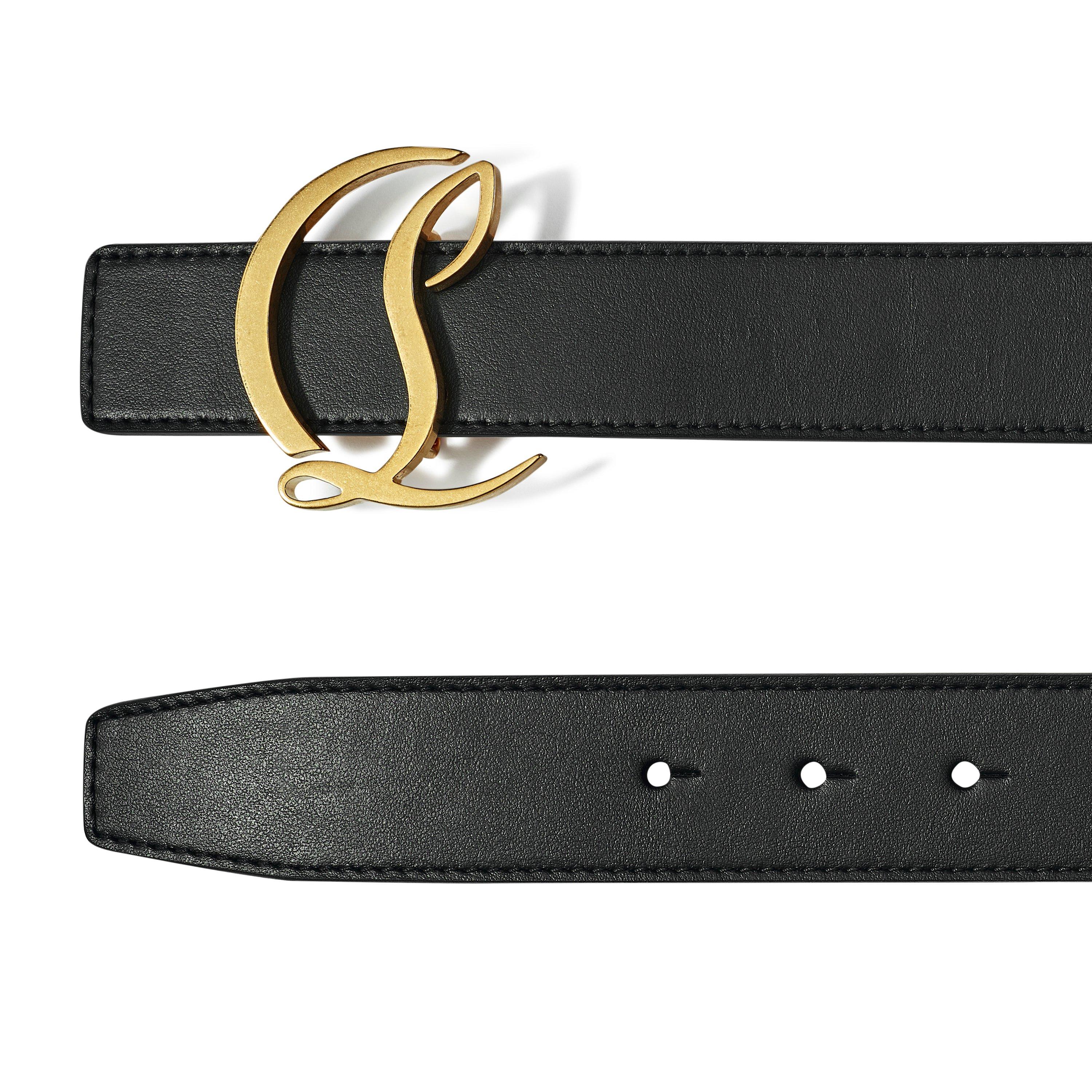 【CHRISTIAN LOUBOUTIN】Cl Logo Belt CL Logo - Belt - Calf leather - Black - Christian Louboutin