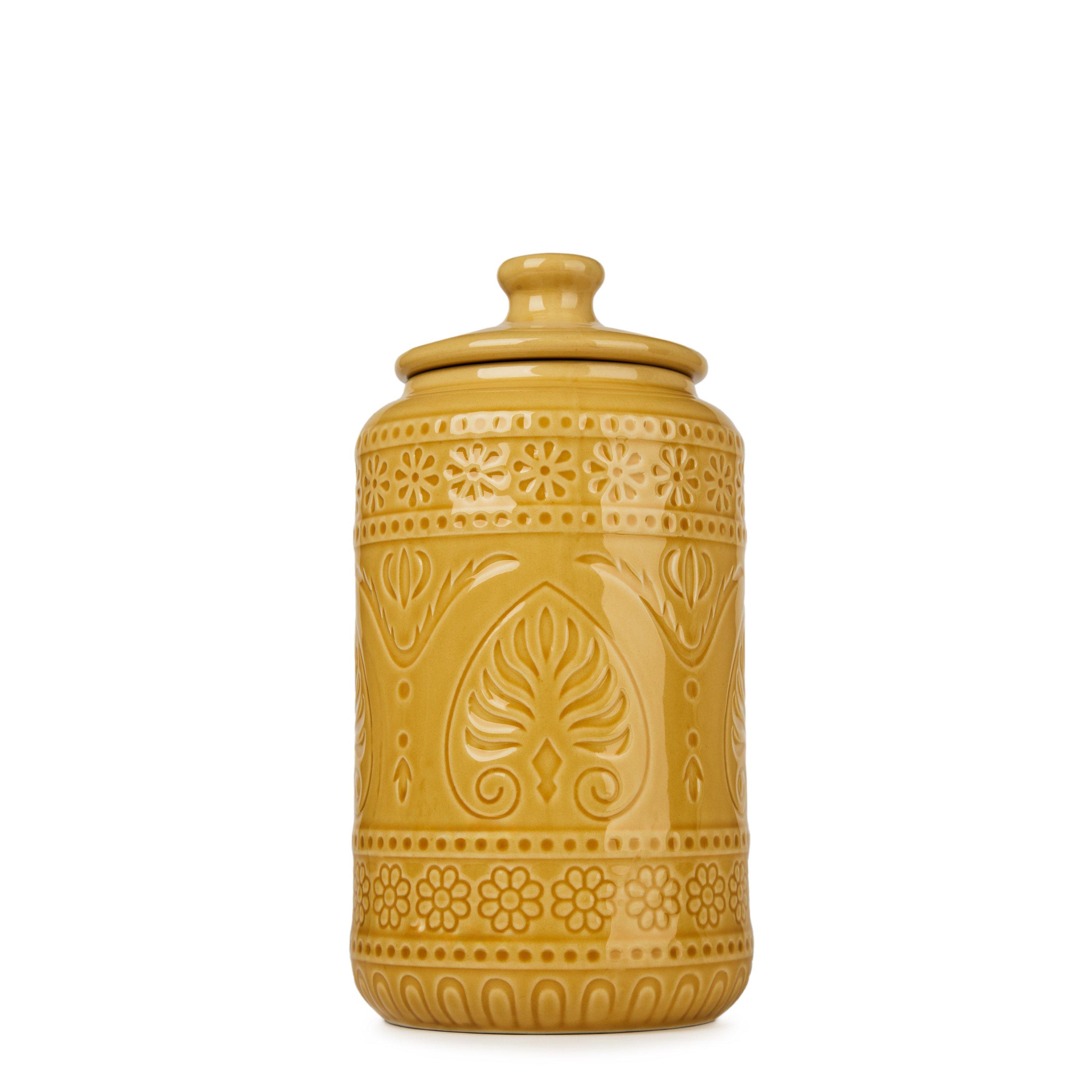 Bloomingville  Rani Jar W/Lid, Stoneware Yellow