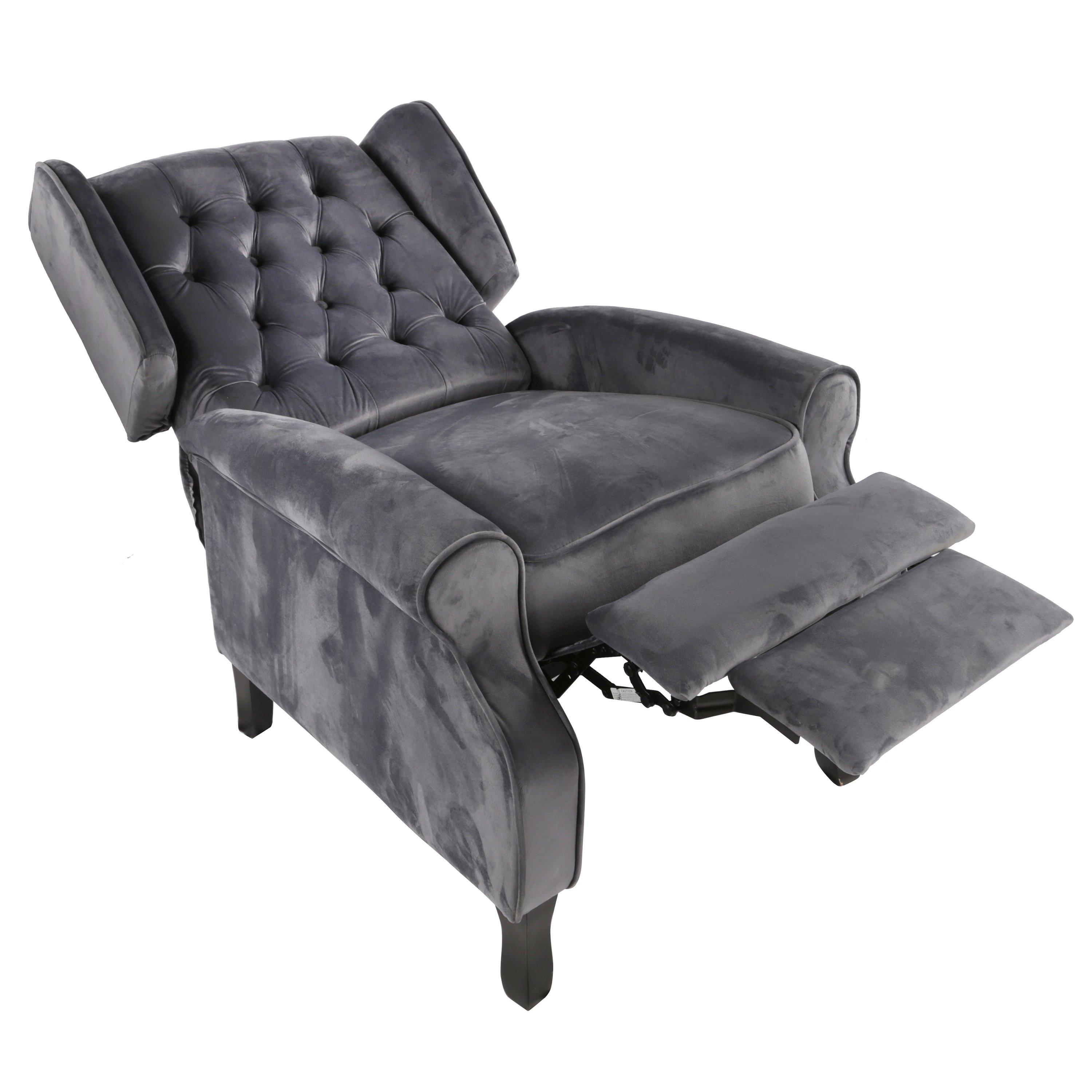 Grey Velvet - Homelife - Classic Fabric Recliner Armchair - 2