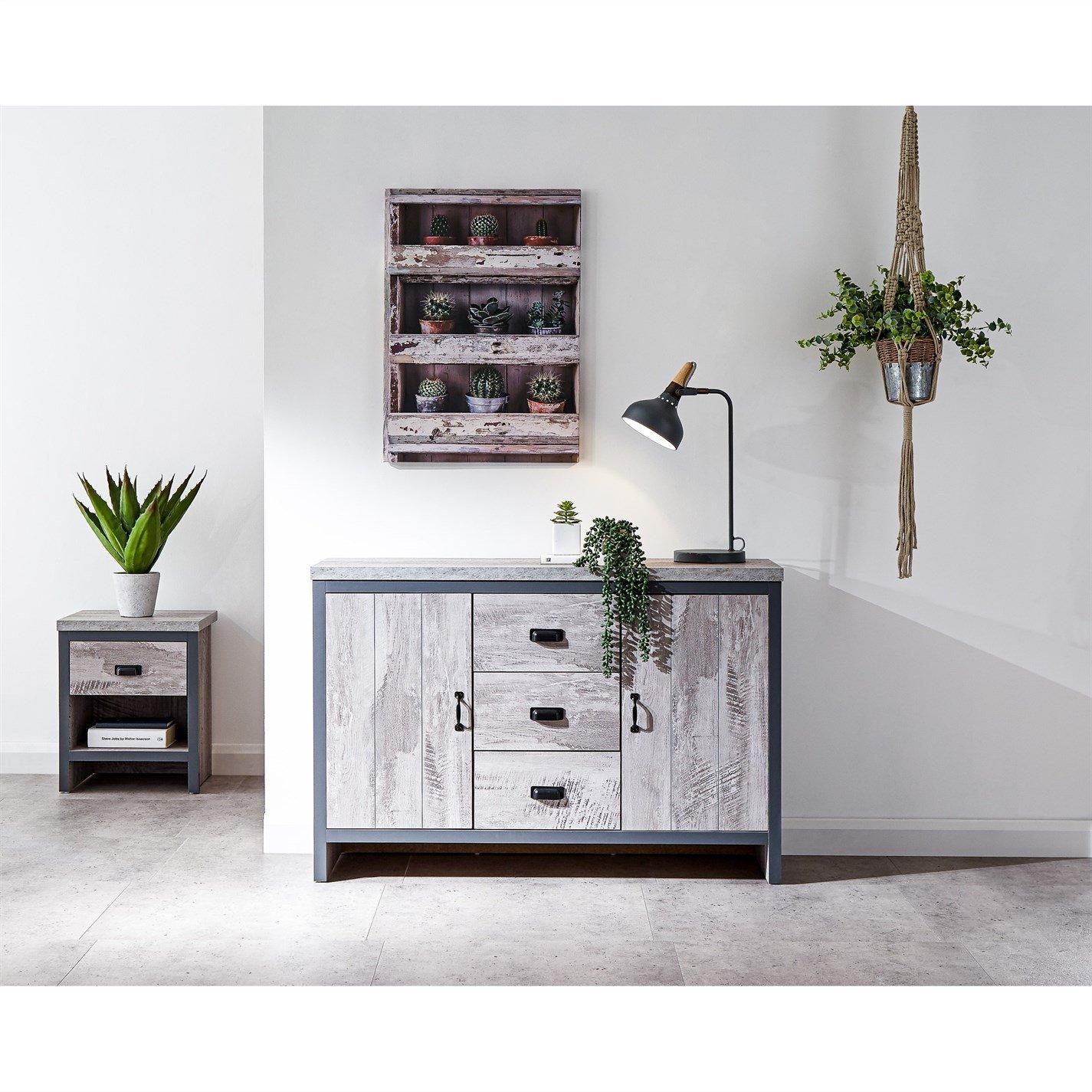 Grey - GFW - Boston 2 Door 3 Drawer Sideboard - 1