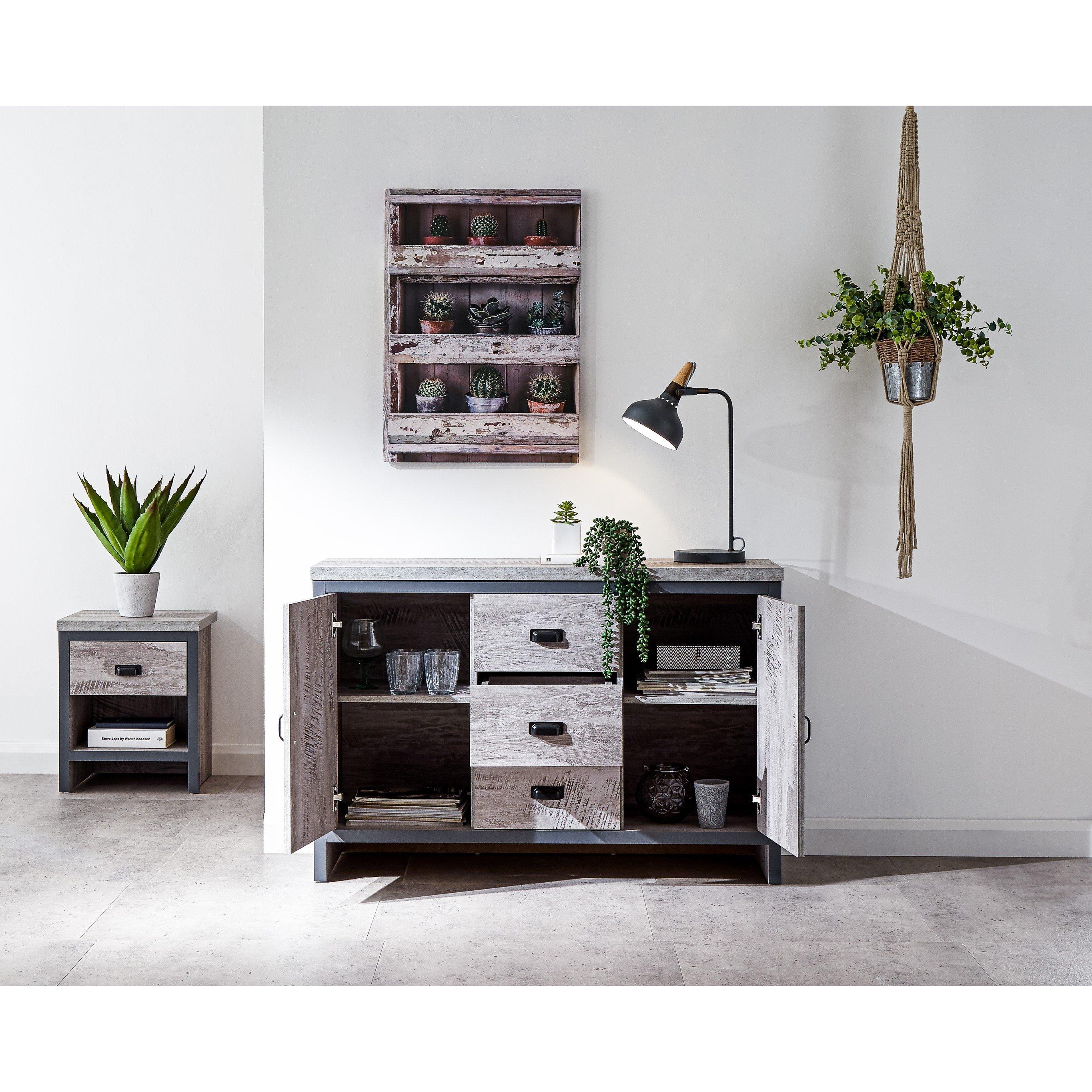Grey - GFW - GFW Boston 2 Door 3 Drawer Sideboard - 2