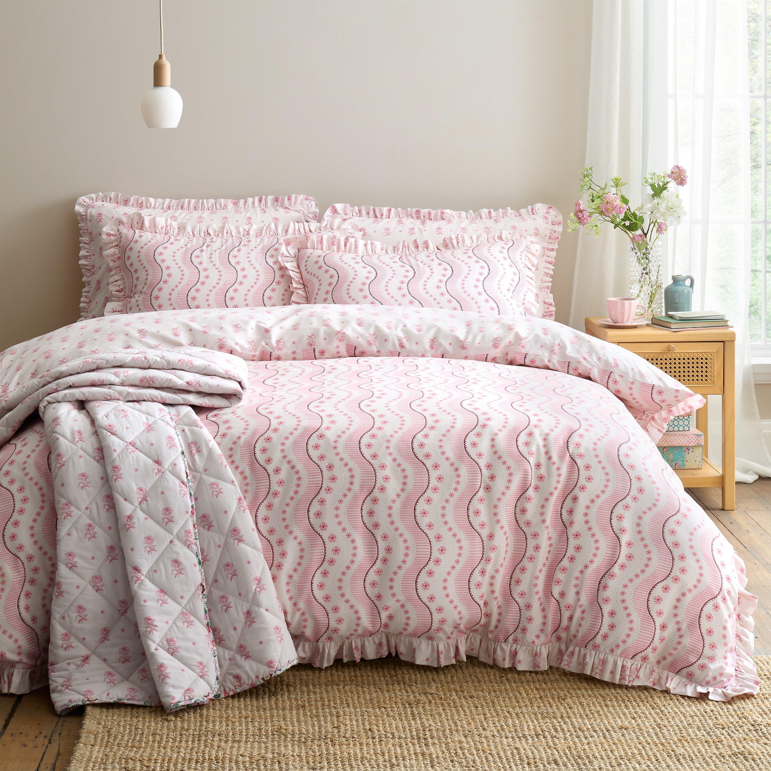 Cath Kidston  Spitalfield Silk Stripe Duvet Cover Set - Pink - Single