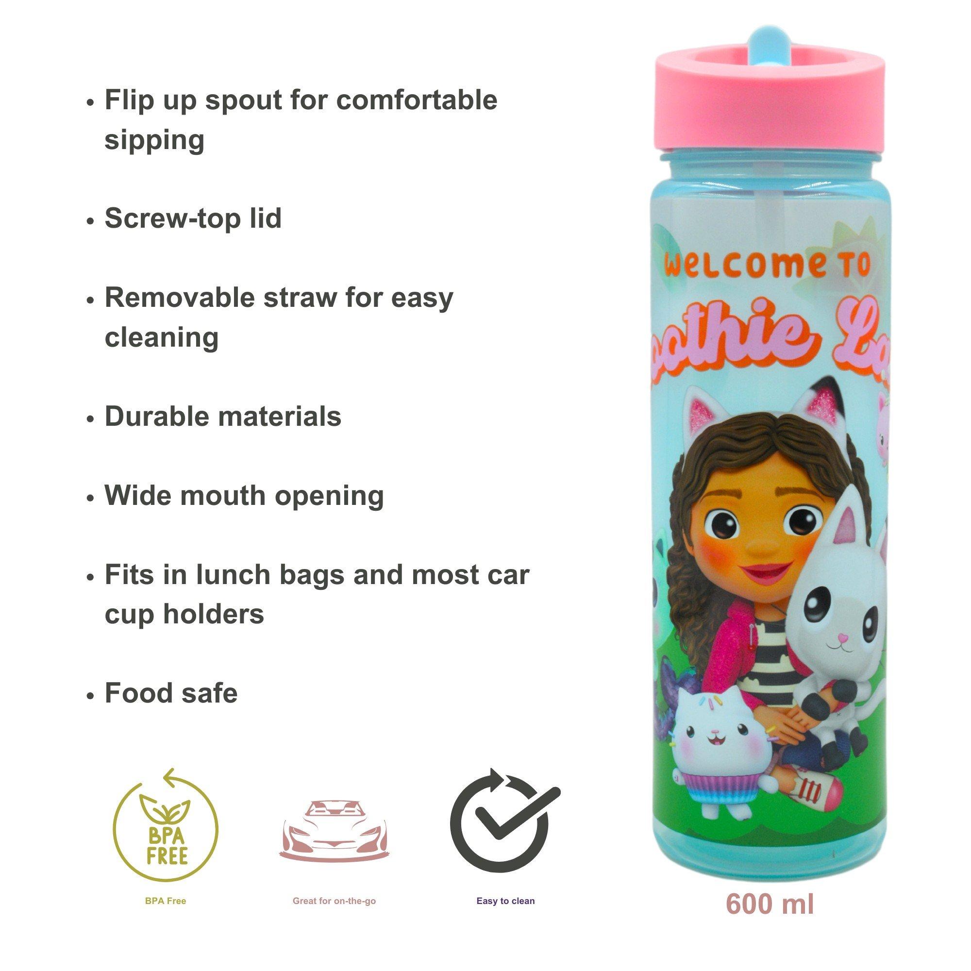 Multi - Gabbys Dollhouse - HOX Gabbys Dollhouse 600ml Water Bottle Flask With Straw - 2
