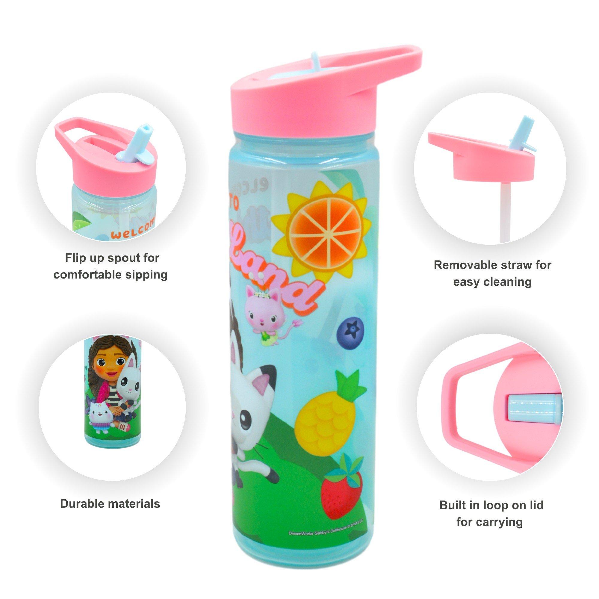 Multi - Gabbys Dollhouse - HOX Gabbys Dollhouse 600ml Water Bottle Flask With Straw - 3