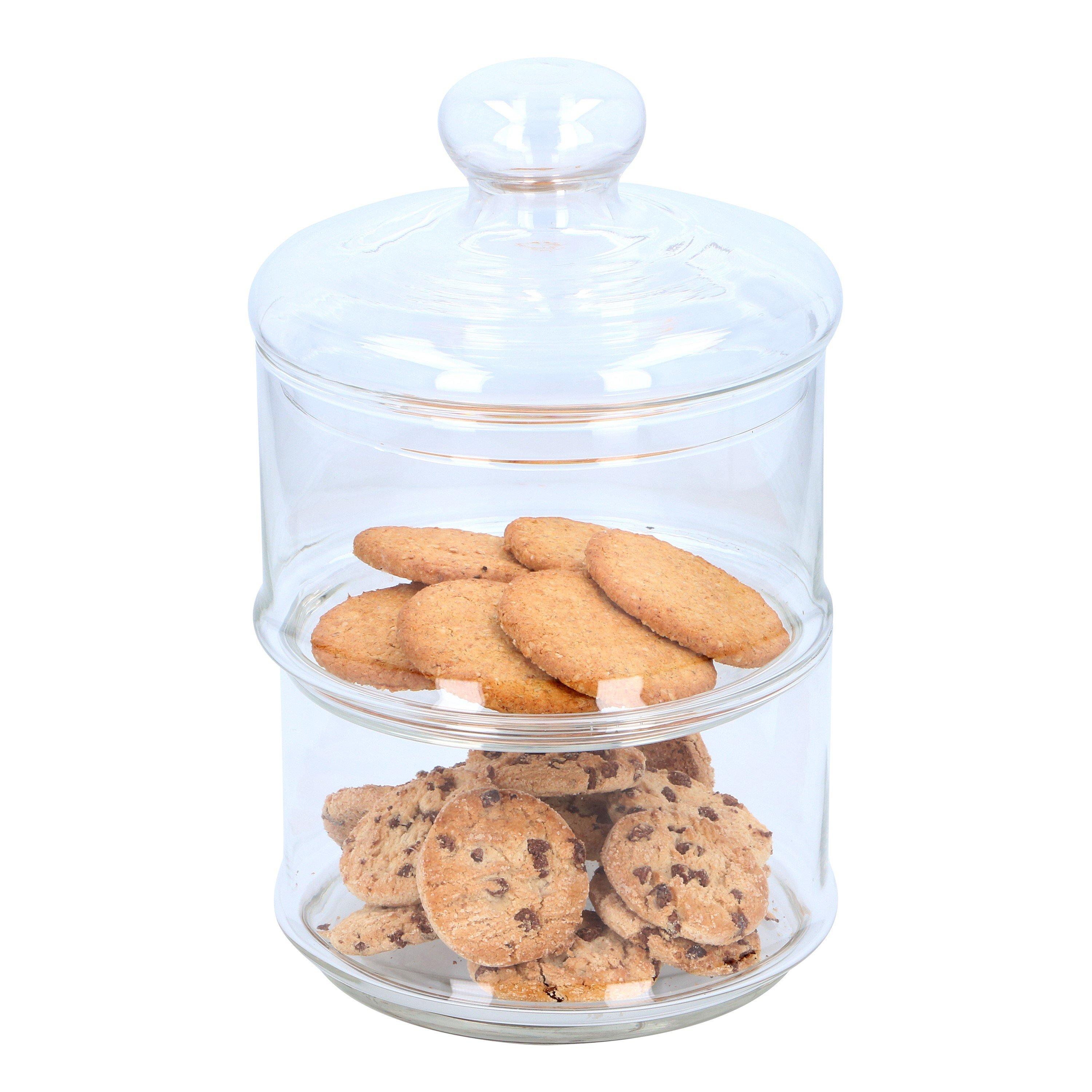 Meerkleurig - Alpina - ALPINA Glass Storage Jar 2-Tier O16x28cm - 1