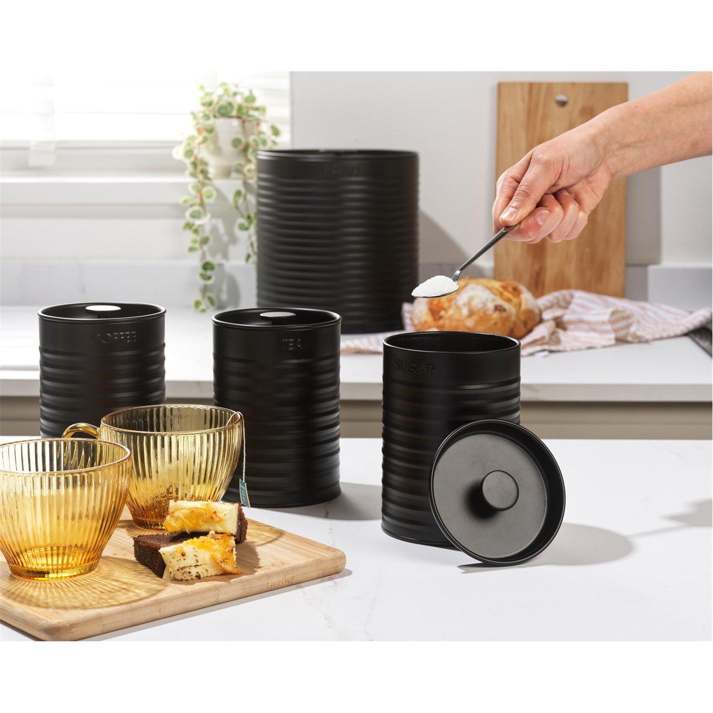Black - Russell Hobbs - 4pc Ribbed Canister Storage Set - 2