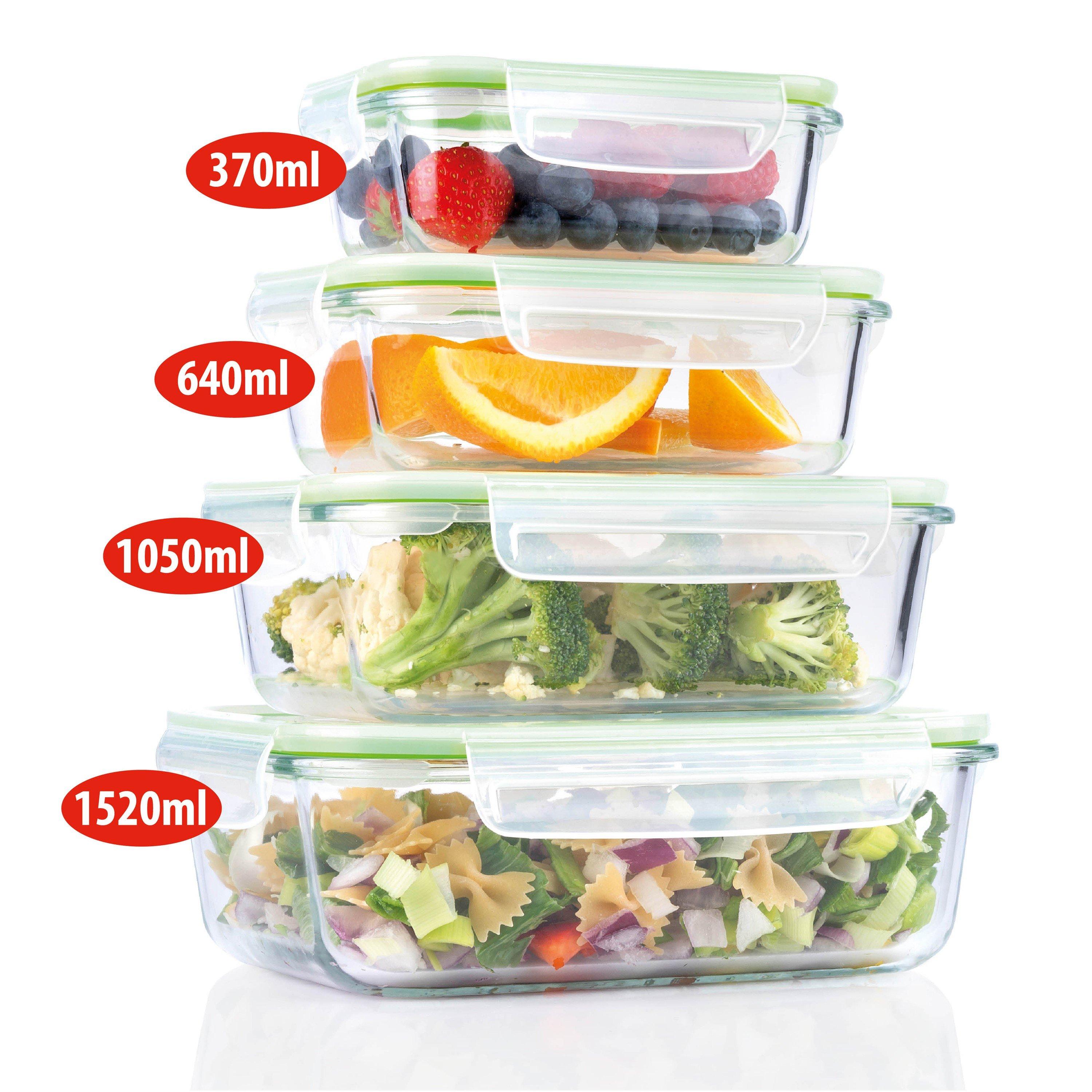 Alpina  4 Pack Glass Oven Dish With Plastic Airtight Lids