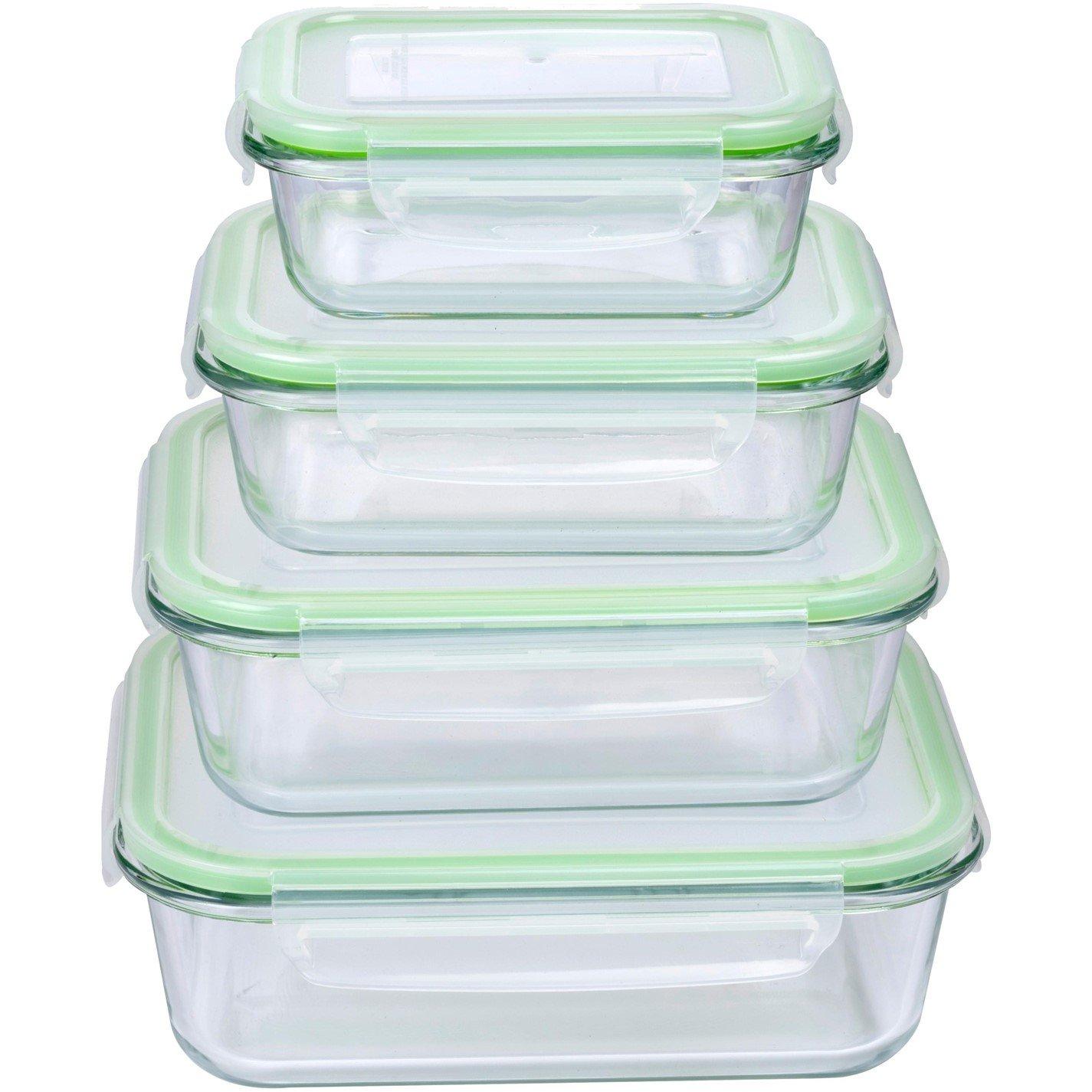None - Alpina - ALPINA 4 Pack Glass Oven Dish with Plastic Airtight Lids - 6