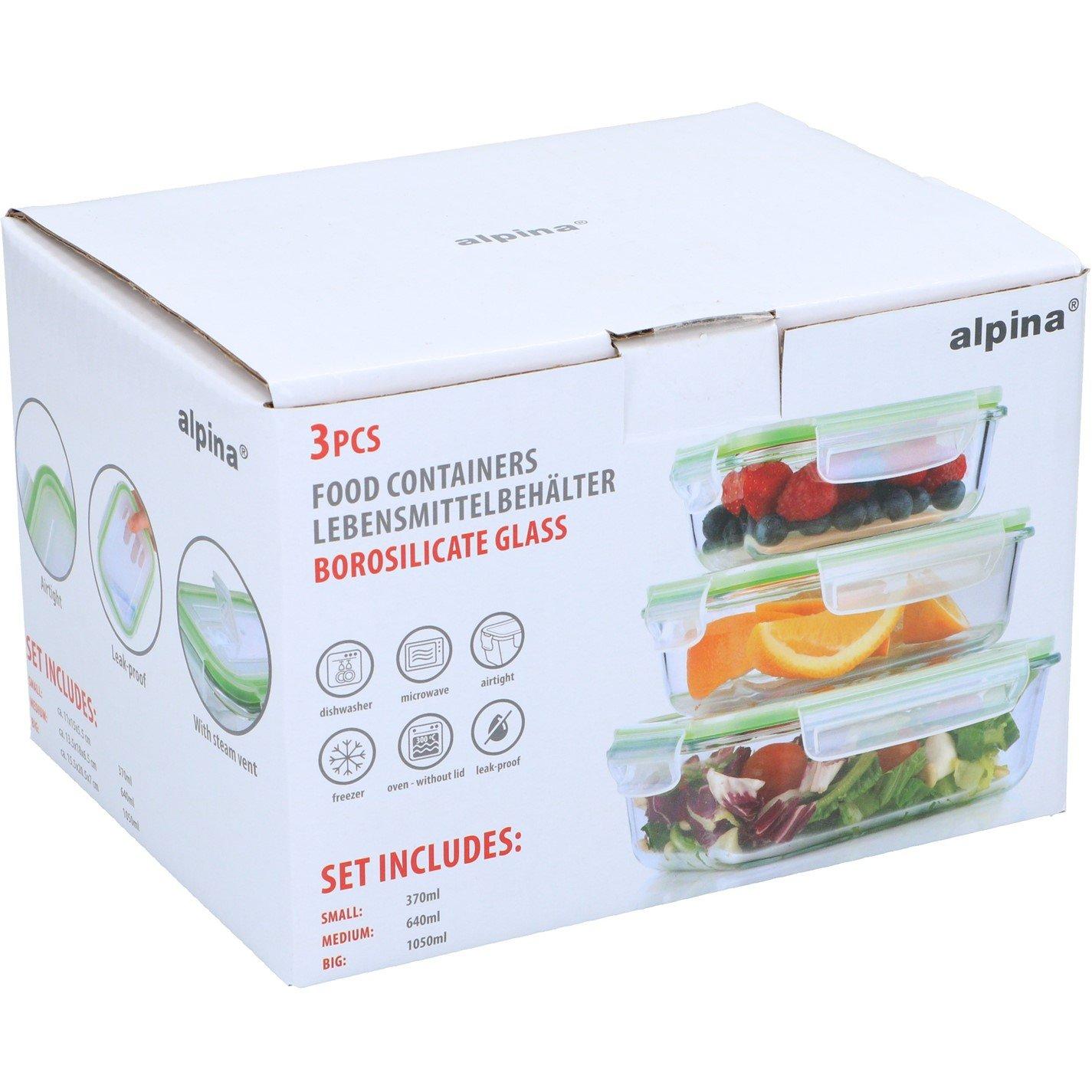 None - Alpina - Glass Food Container Set - 3