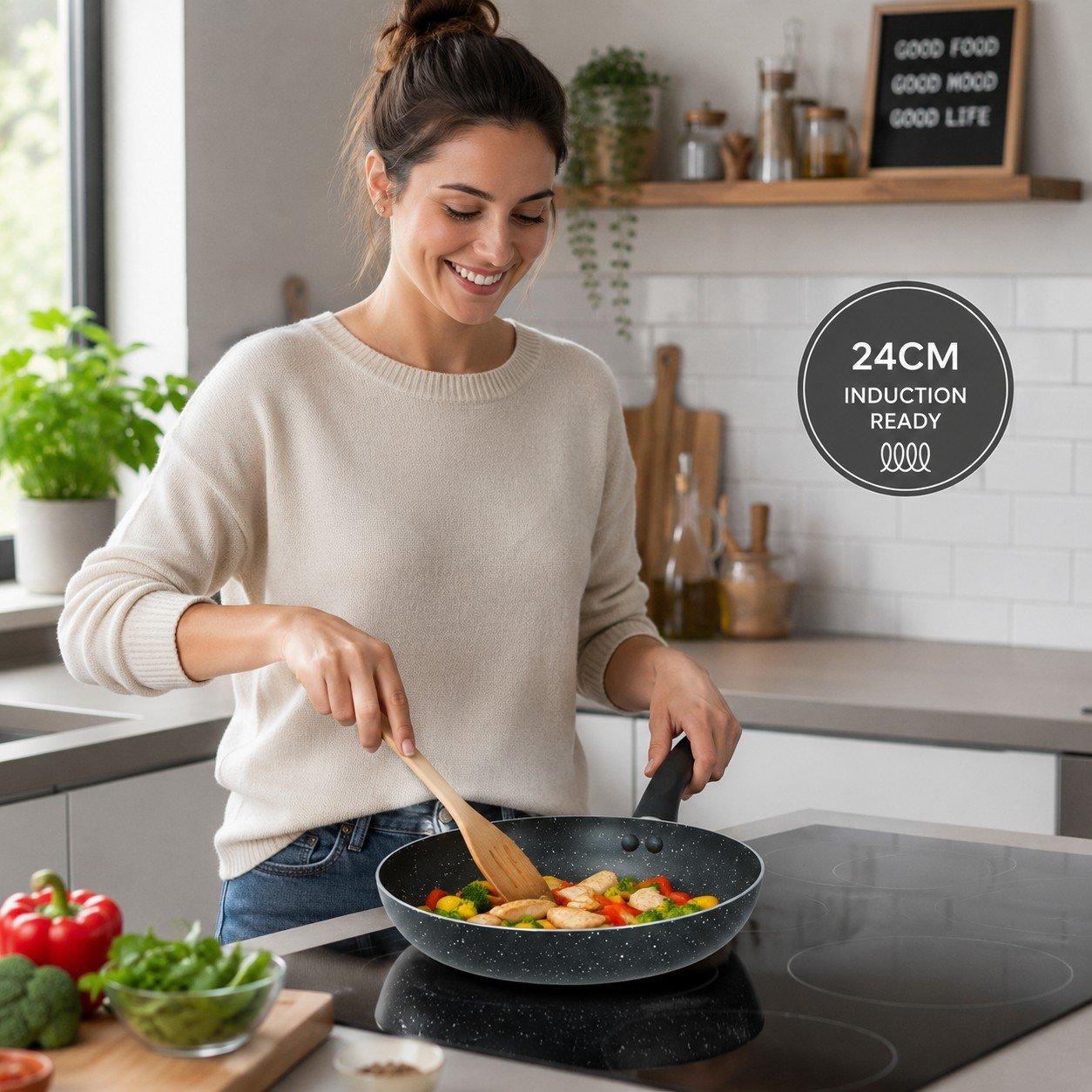 Black - Alpina - ALPINA Frying Pan 24cm Induction - 3